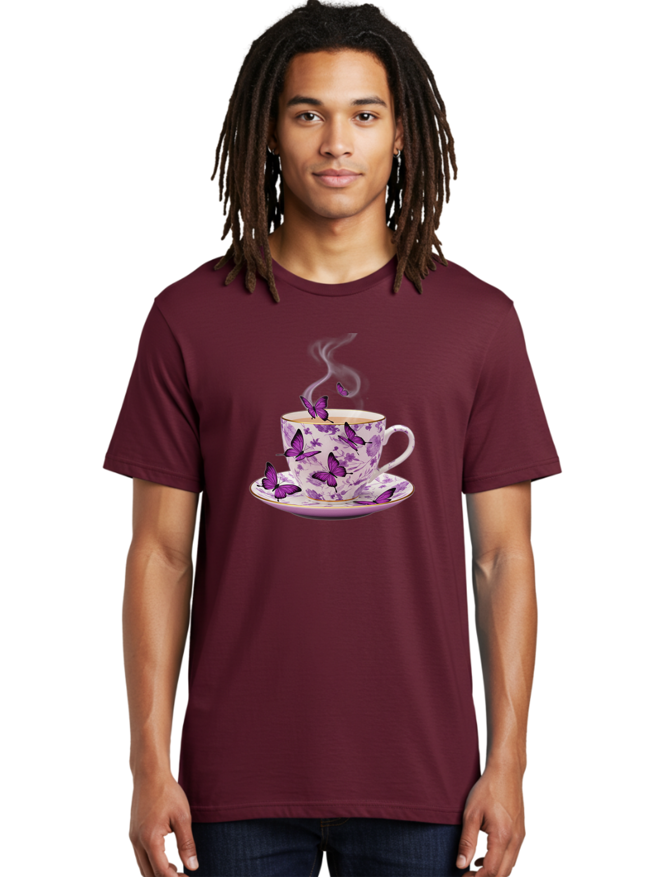 Tea-Cup-With-Purple-Butterflies Men'S Graphic Tee, 100% Cotton, Comfortable Casual Summer Wear, Machine Washable, Vintage Camera, Old Camera, Antique Camera, Black Camera, Classic Photography, Photography Equipment, Nostalgic Device, Baf569