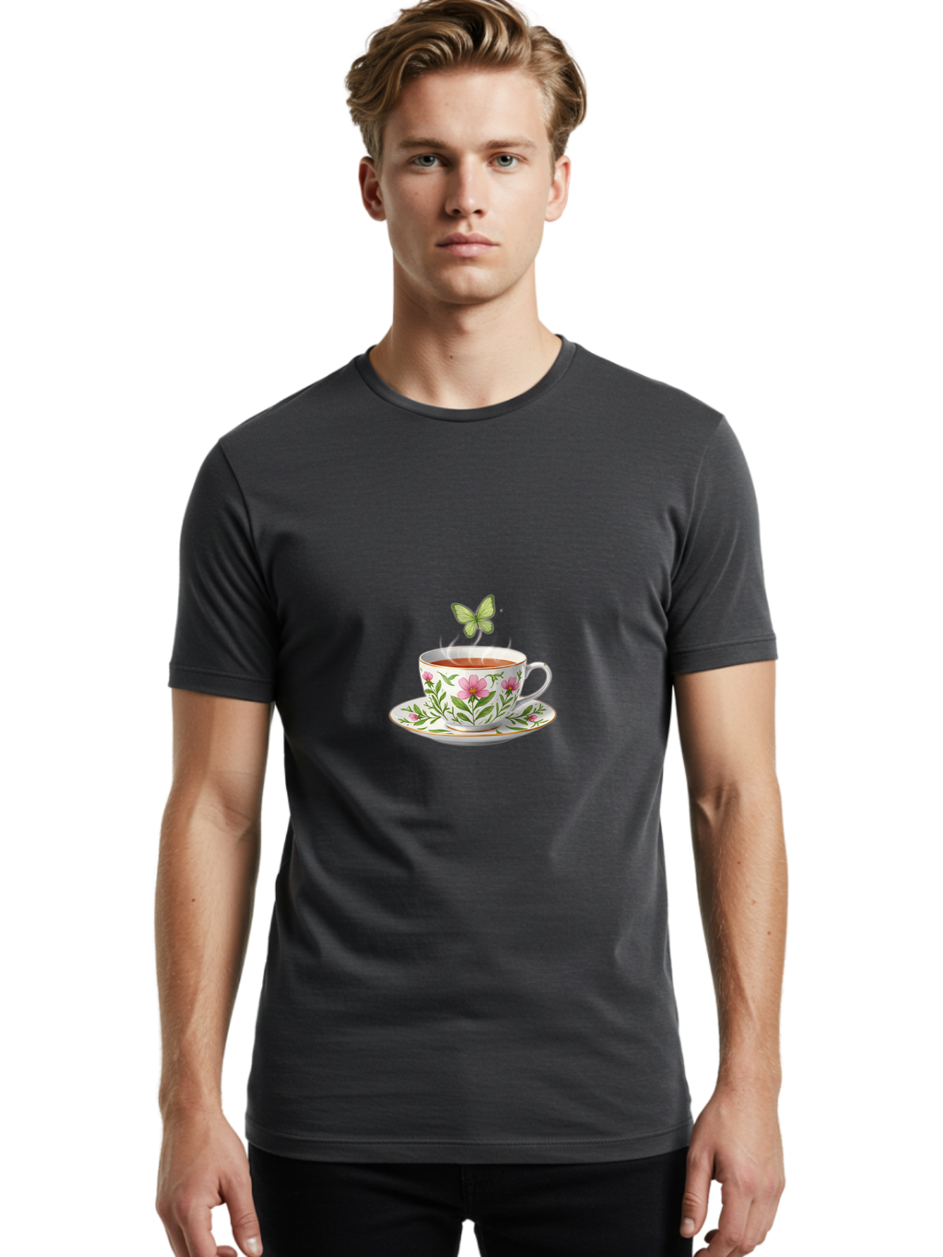 Tea-Cup Men'S Graphic Tee, 100% Cotton, Comfortable Casual Summer Wear, Machine Washable, Vintage Camera, Old Camera, Antique Camera, Black Camera, Classic Photography, Photography Equipment, Nostalgic Device, Film Camera, Camera Art Baf570