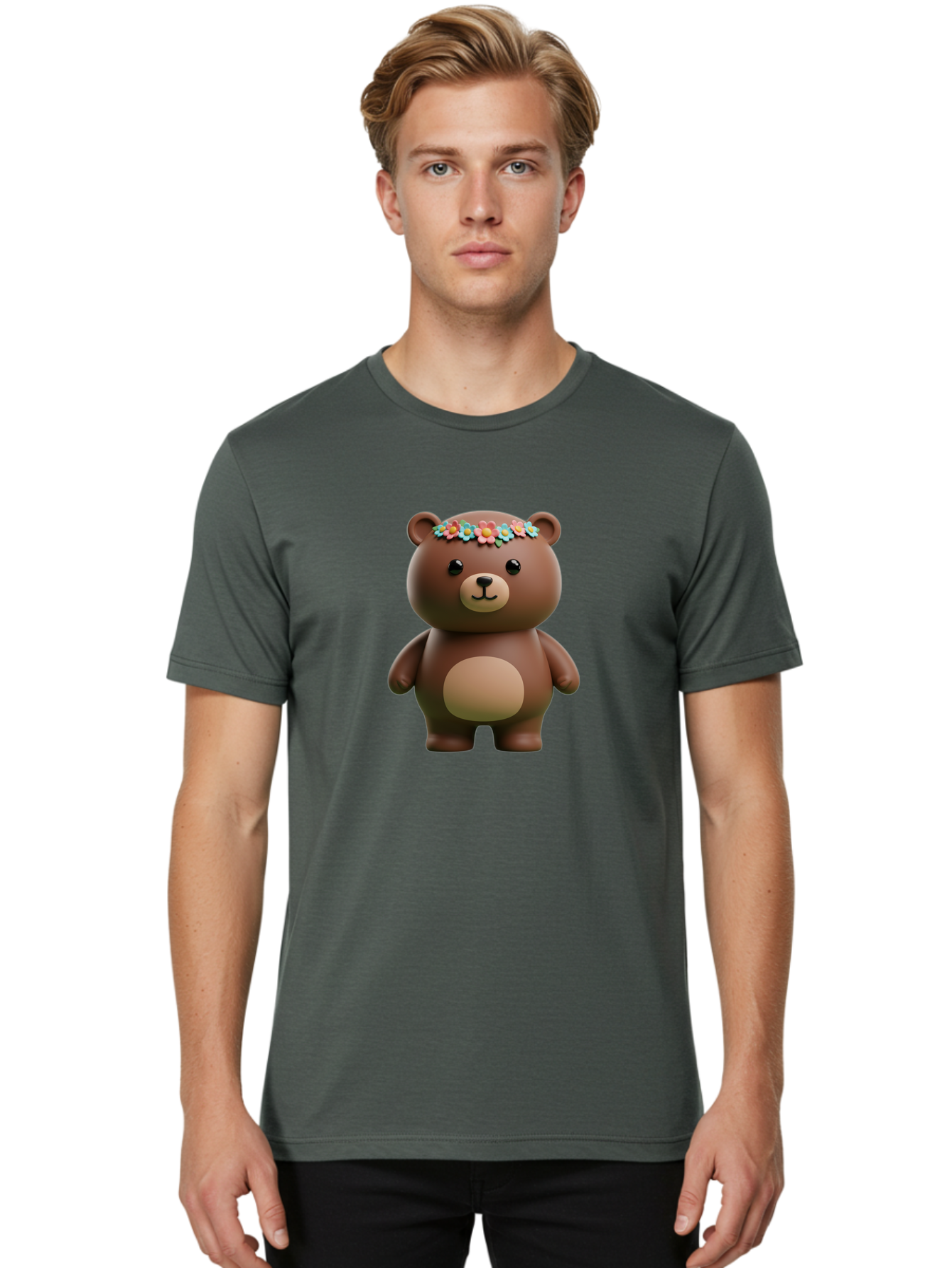 Teddy-Bear-With-Flowers Men'S Graphic Tee, 100% Cotton, Comfortable Casual Summer Wear, Machine Washable, Vintage Camera, Old Camera, Antique Camera, Black Camera, Classic Photography, Photography Equipment, Nostalgic Device, Film Camera, Baf574