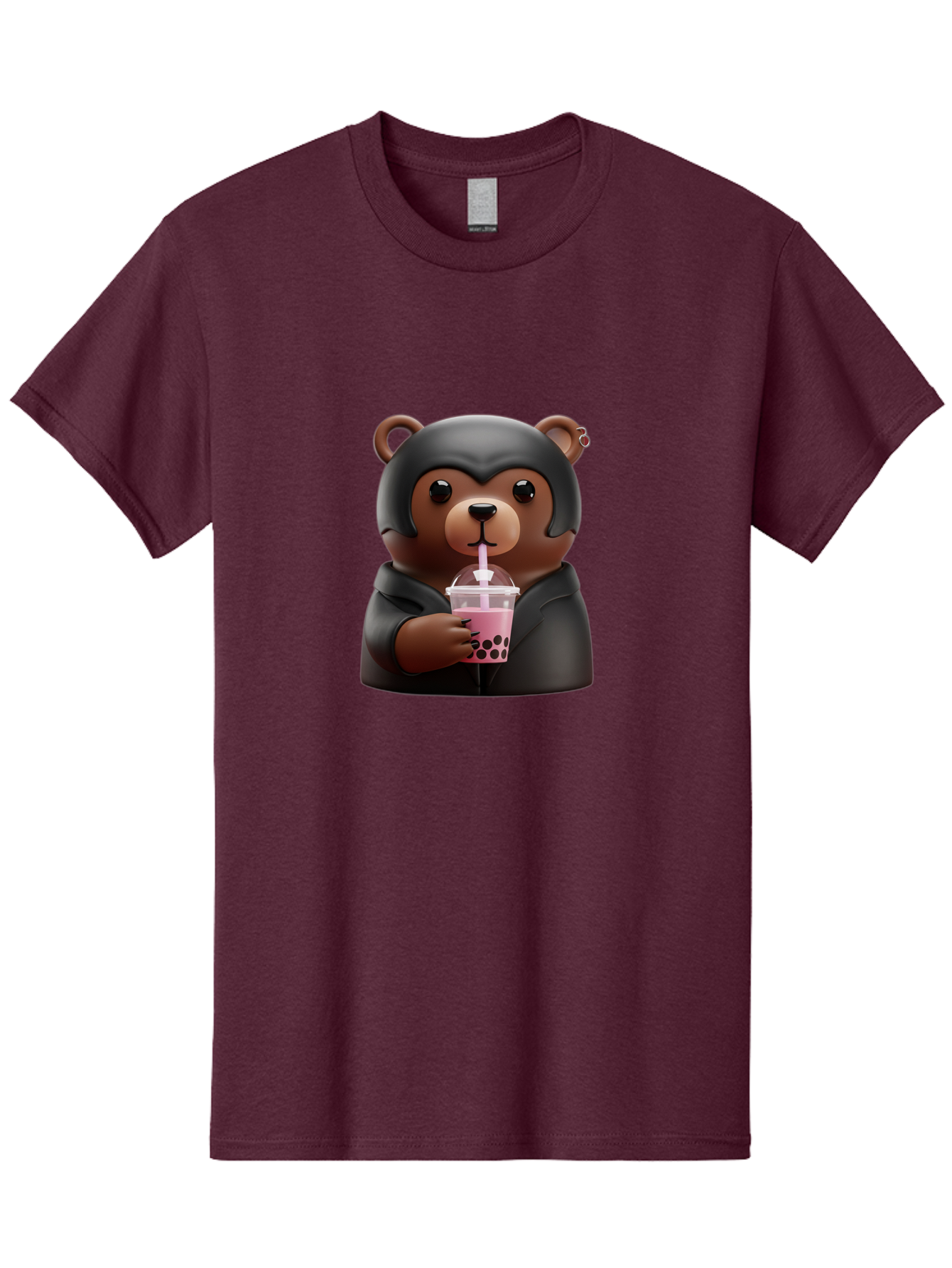 Teddy-Drinking-Bubble-Tea Men'S Graphic Tee, 100% Cotton, Comfortable Casual Summer Wear, Machine Washable, Vintage Camera, Old Camera, Antique Camera, Black Camera, Classic Photography, Photography Equipment, Nostalgic Device, Film Camera, Baf584