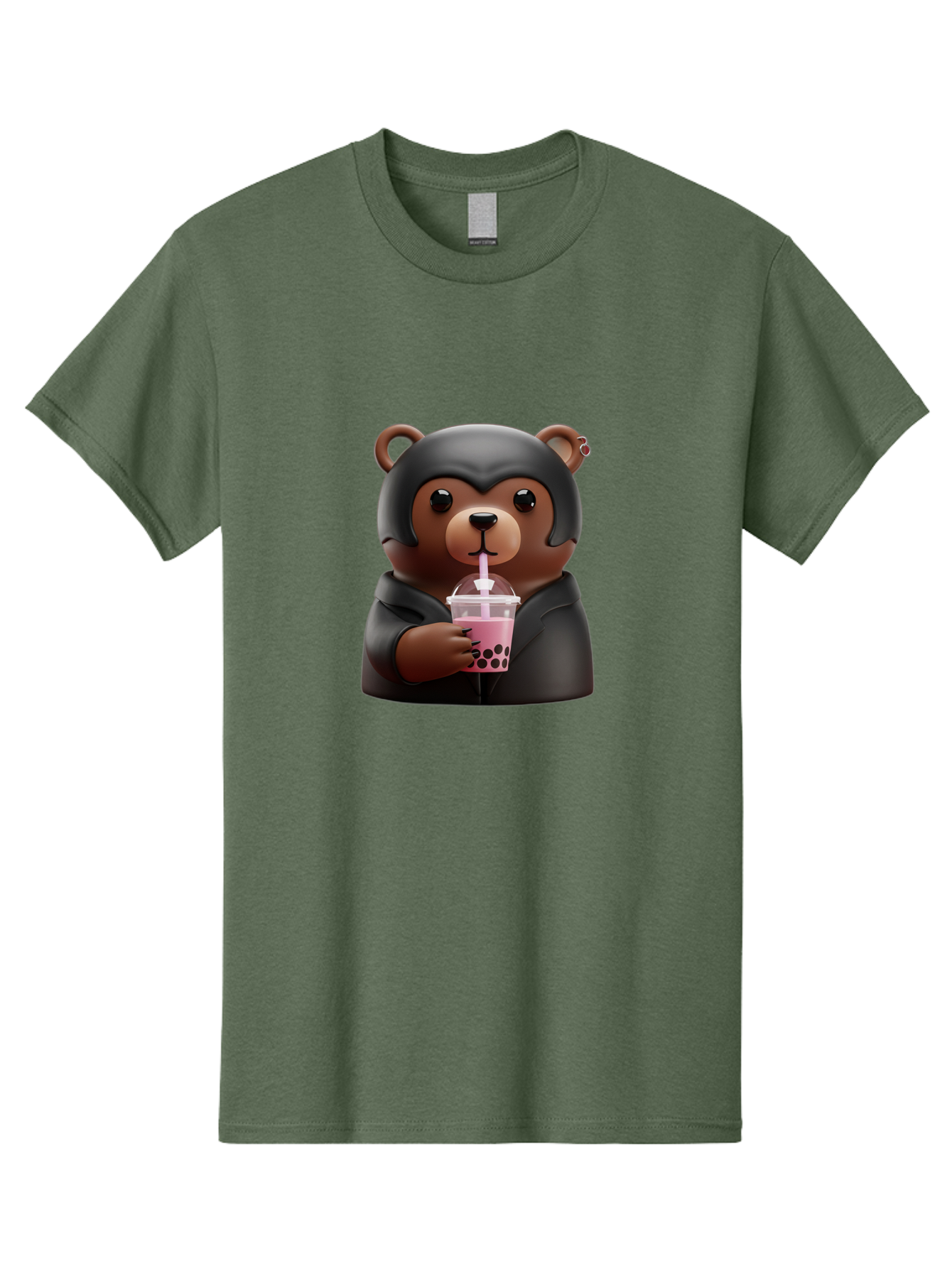 Teddy-Drinking-Bubble-Tea Men'S Graphic Tee, 100% Cotton, Comfortable Casual Summer Wear, Machine Washable, Vintage Camera, Old Camera, Antique Camera, Black Camera, Classic Photography, Photography Equipment, Nostalgic Device, Film Camera, Baf584