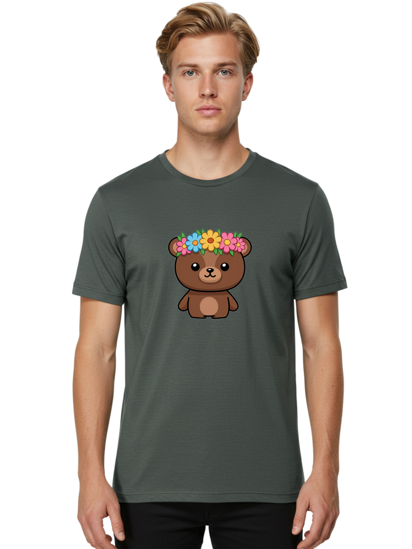 Teddy-With-Flowers Men'S Graphic Tee, 100% Cotton, Comfortable Casual Summer Wear, Machine Washable, Vintage Camera, Old Camera, Antique Camera, Black Camera, Classic Photography, Photography Equipment, Nostalgic Device, Film Camera, Baf593