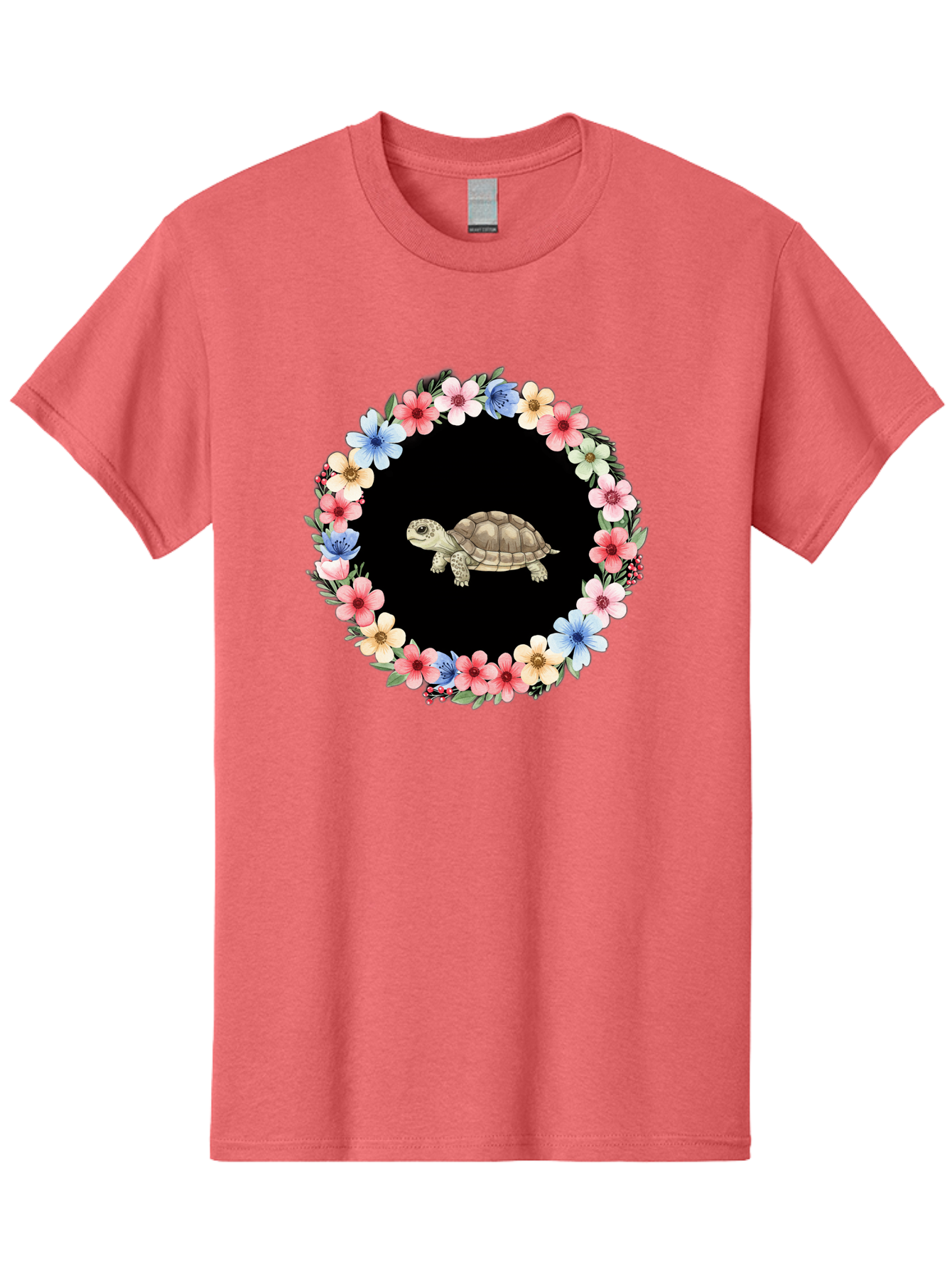 Tortoise-In-Floral-Circle Men'S Graphic Tee, 100% Cotton, Comfortable Casual Summer Wear, Machine Washable, Vintage Camera, Old Camera, Antique Camera, Black Camera, Classic Photography, Photography Equipment, Nostalgic Device, Film Camera, Baf597