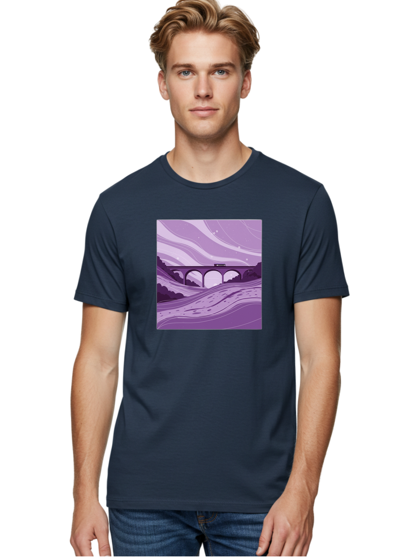 Train-On-Bridge Men'S Graphic Tee, 100% Cotton, Comfortable Casual Summer Wear, Machine Washable, Vintage Camera, Old Camera, Antique Camera, Black Camera, Classic Photography, Photography Equipment, Nostalgic Device, Film Camera, Camera Art Baf599