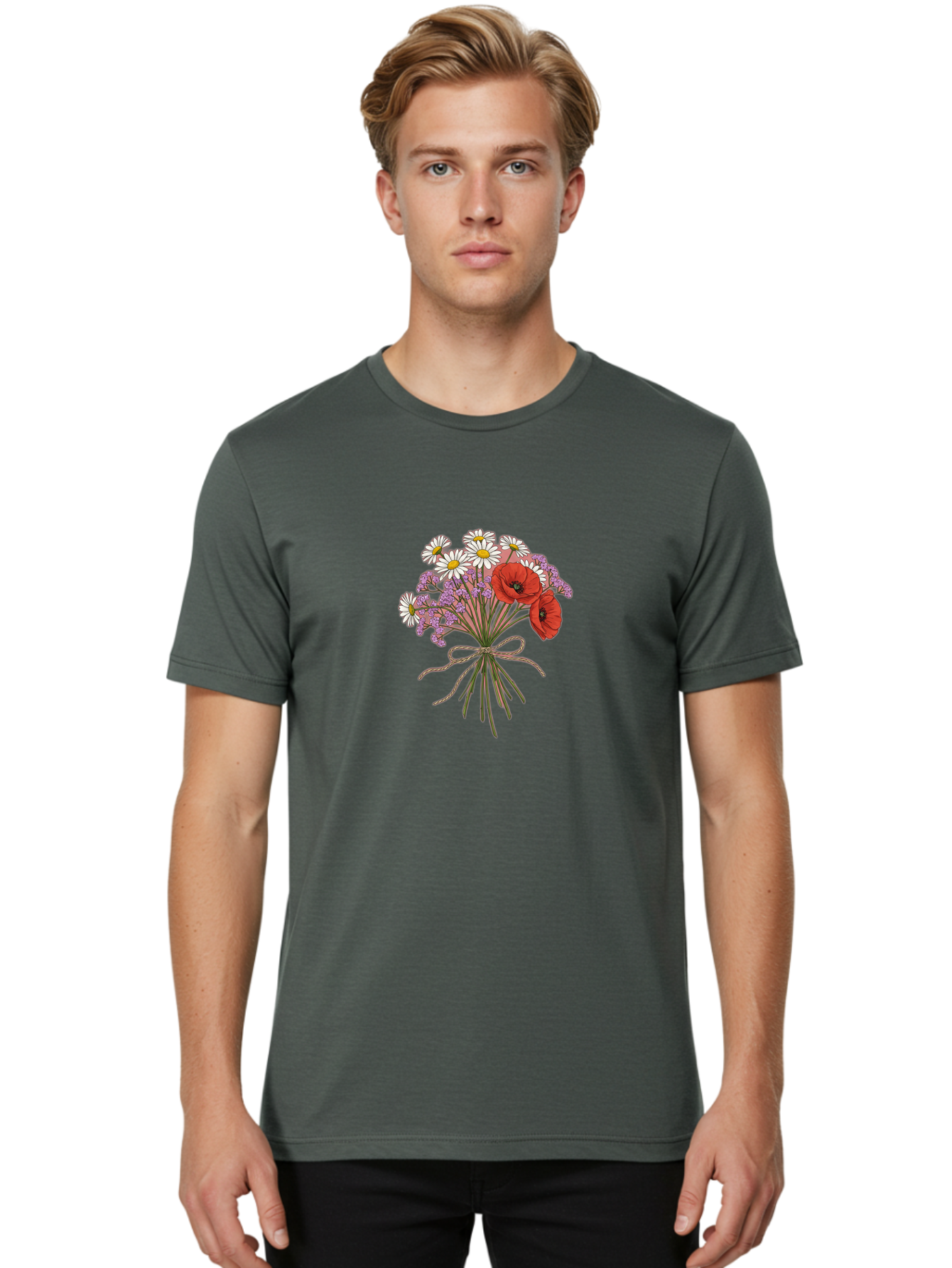 Wildflower-Bouquet-2 Men'S Graphic Tee, 100% Cotton, Comfortable Casual Summer Wear, Machine Washable, Vintage Camera, Old Camera, Antique Camera, Black Camera, Classic Photography, Photography Equipment, Nostalgic Device, Film Camera, Baf655