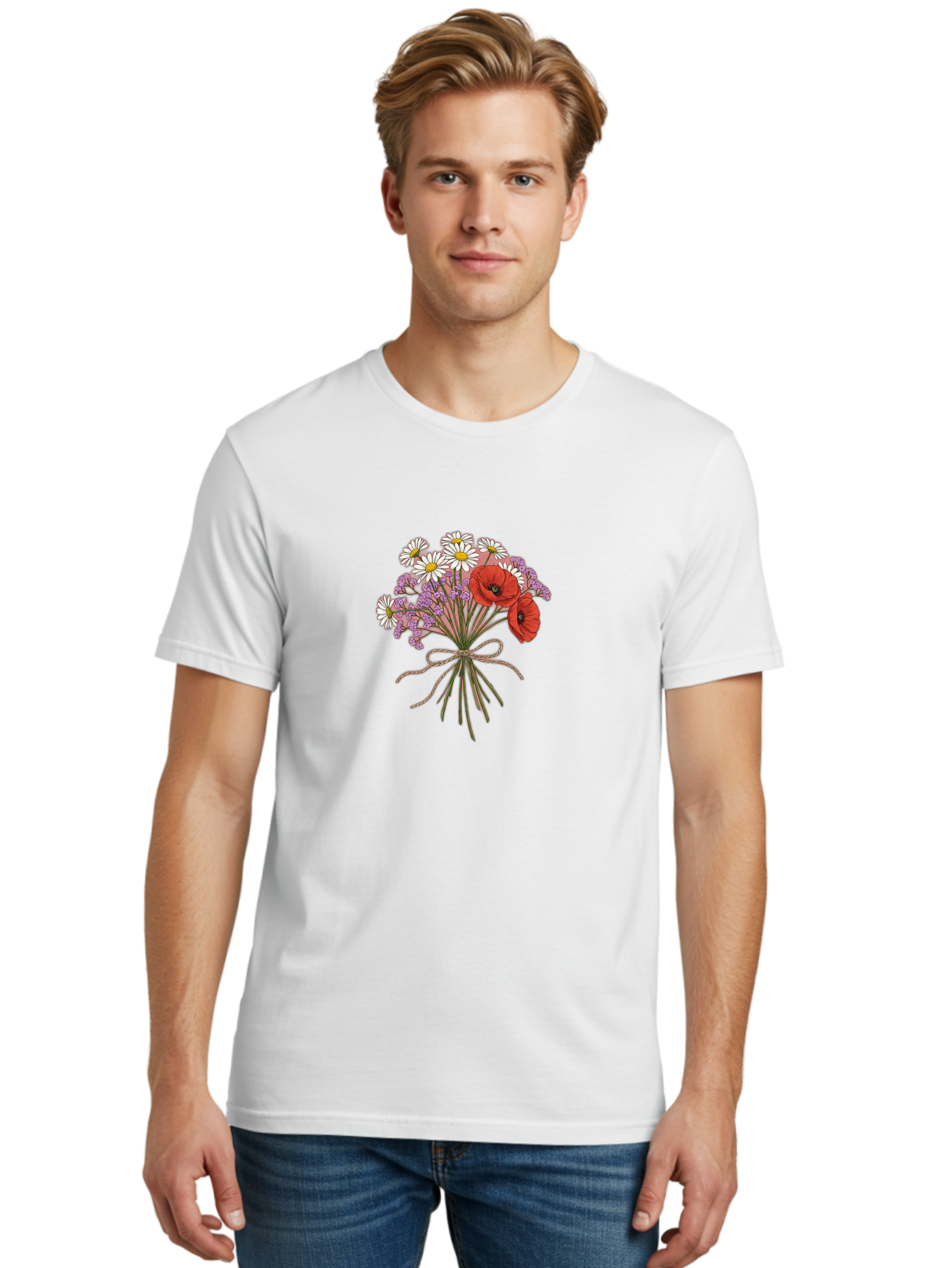 Wildflower-Bouquet-2 Men'S Graphic Tee, 100% Cotton, Comfortable Casual Summer Wear, Machine Washable, Vintage Camera, Old Camera, Antique Camera, Black Camera, Classic Photography, Photography Equipment, Nostalgic Device, Film Camera, Baf655