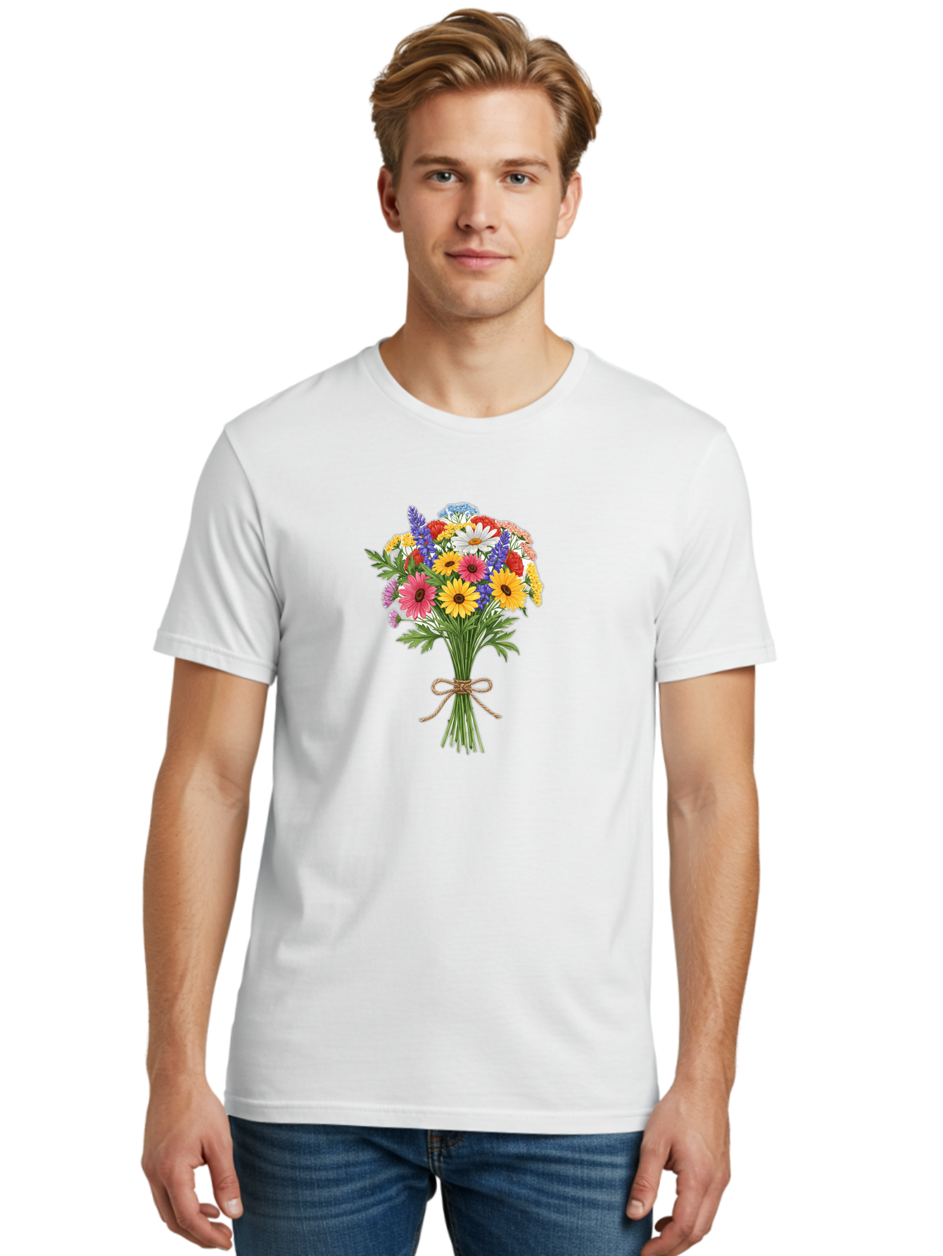 Wildflower-Bouquet-3 Men'S Graphic Tee, 100% Cotton, Comfortable Casual Summer Wear, Machine Washable, Vintage Camera, Old Camera, Antique Camera, Black Camera, Classic Photography, Photography Equipment, Nostalgic Device, Film Camera, Baf656