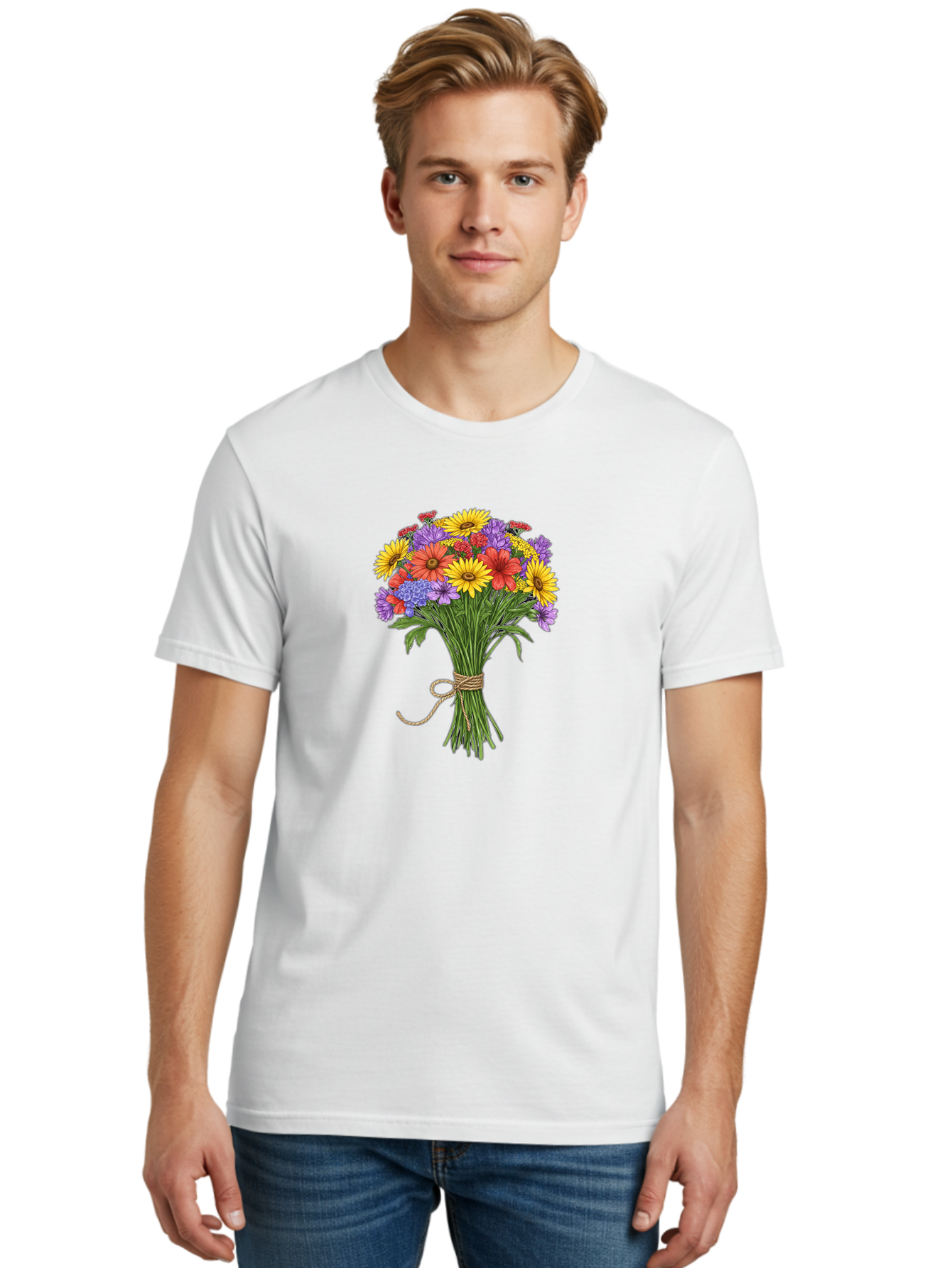 Wildflower-Bouquet-4 Men'S Graphic Tee, 100% Cotton, Comfortable Casual Summer Wear, Machine Washable, Vintage Camera, Old Camera, Antique Camera, Black Camera, Classic Photography, Photography Equipment, Nostalgic Device, Film Camera, Baf657