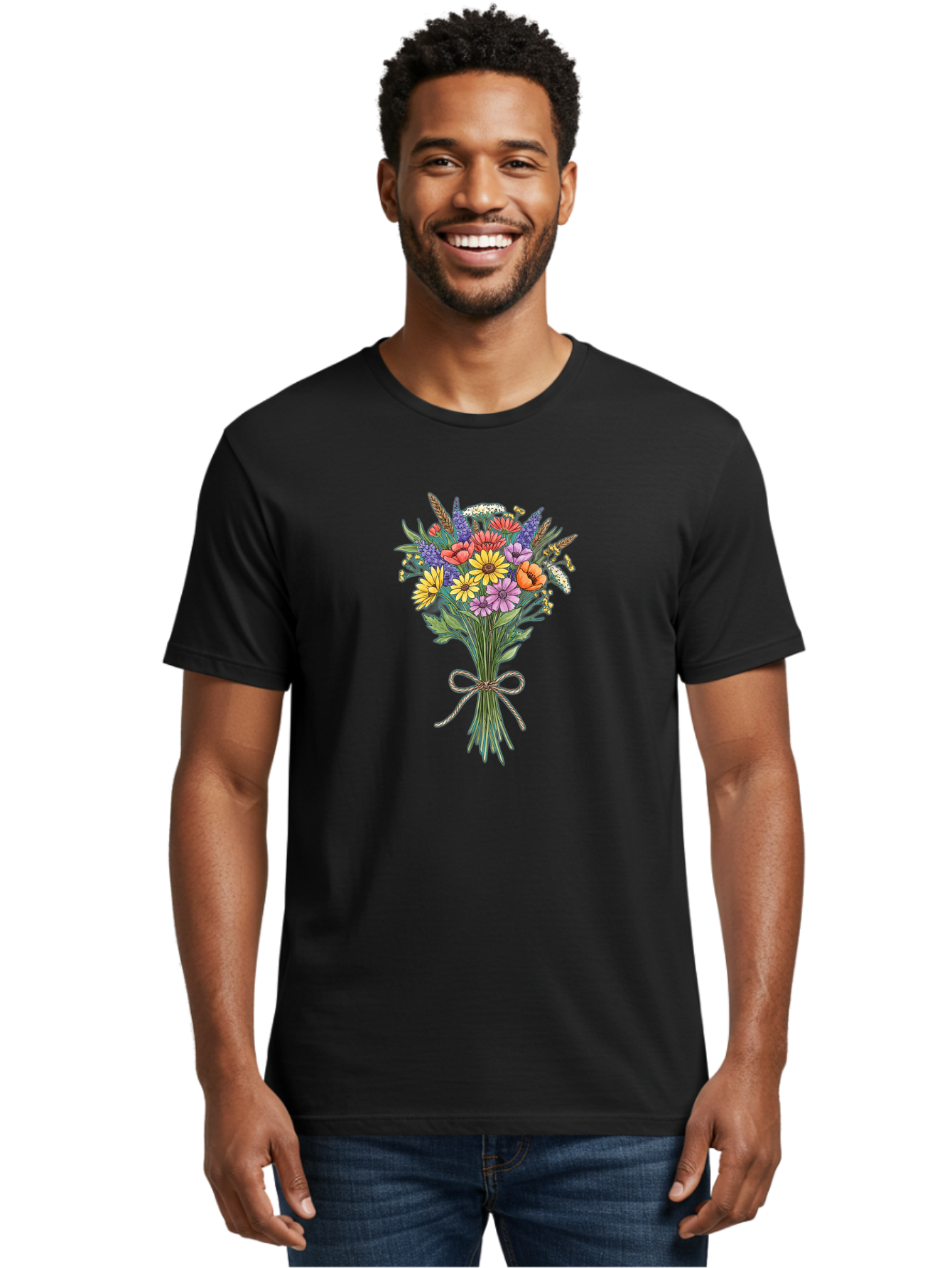 Wildflower-Bouquet-9 Men'S Graphic Tee, 100% Cotton, Comfortable Casual Summer Wear, Machine Washable, Vintage Camera, Old Camera, Antique Camera, Black Camera, Classic Photography, Photography Equipment, Nostalgic Device, Film Camera, Baf662