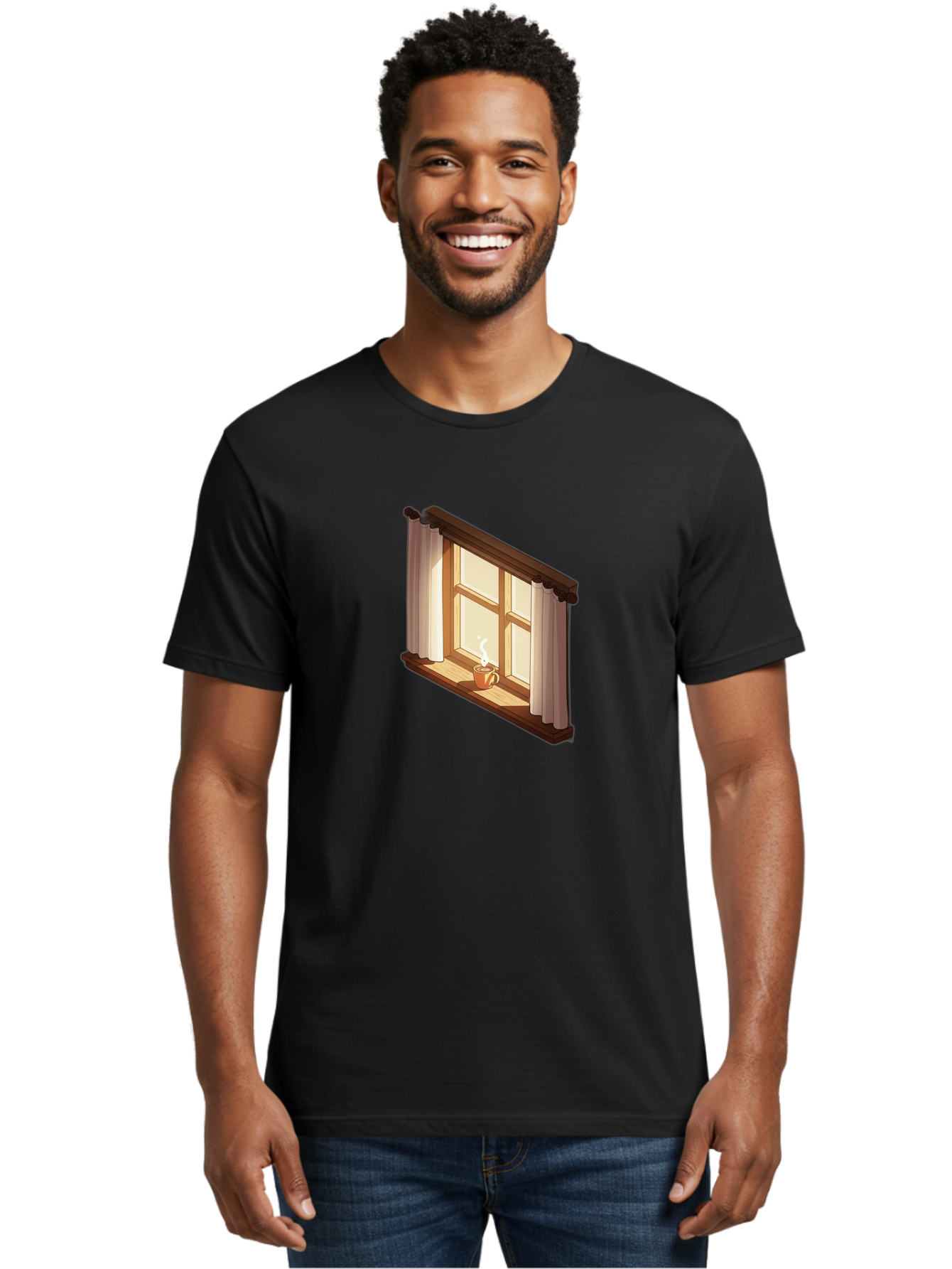 Window-With-Coffee-Cup Men'S Graphic Tee, 100% Cotton, Comfortable Casual Summer Wear, Machine Washable, Vintage Camera, Old Camera, Antique Camera, Black Camera, Classic Photography, Photography Equipment, Nostalgic Device, Film Camera, Baf665