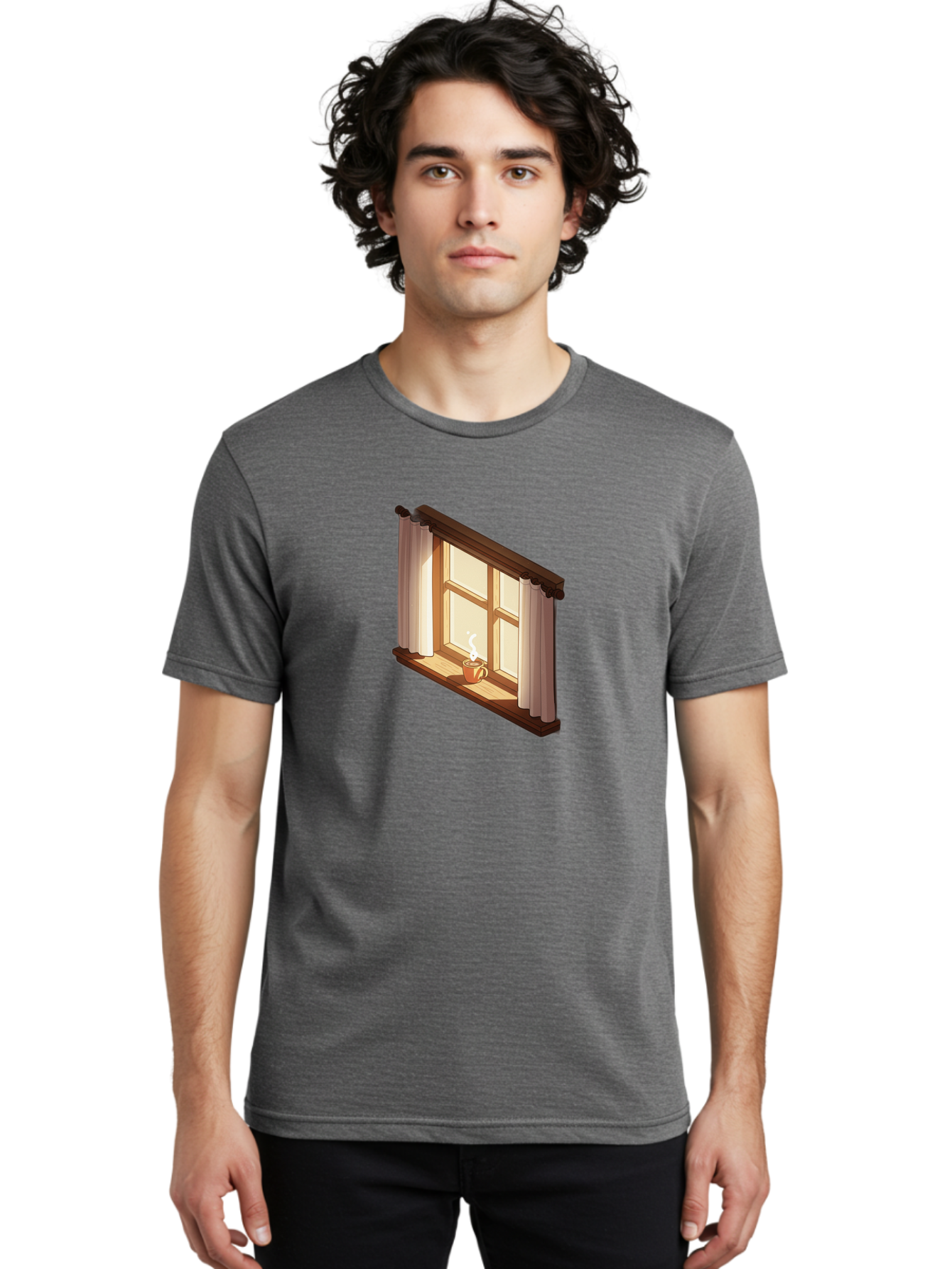 Window-With-Coffee-Cup Men'S Graphic Tee, 100% Cotton, Comfortable Casual Summer Wear, Machine Washable, Vintage Camera, Old Camera, Antique Camera, Black Camera, Classic Photography, Photography Equipment, Nostalgic Device, Film Camera, Baf665