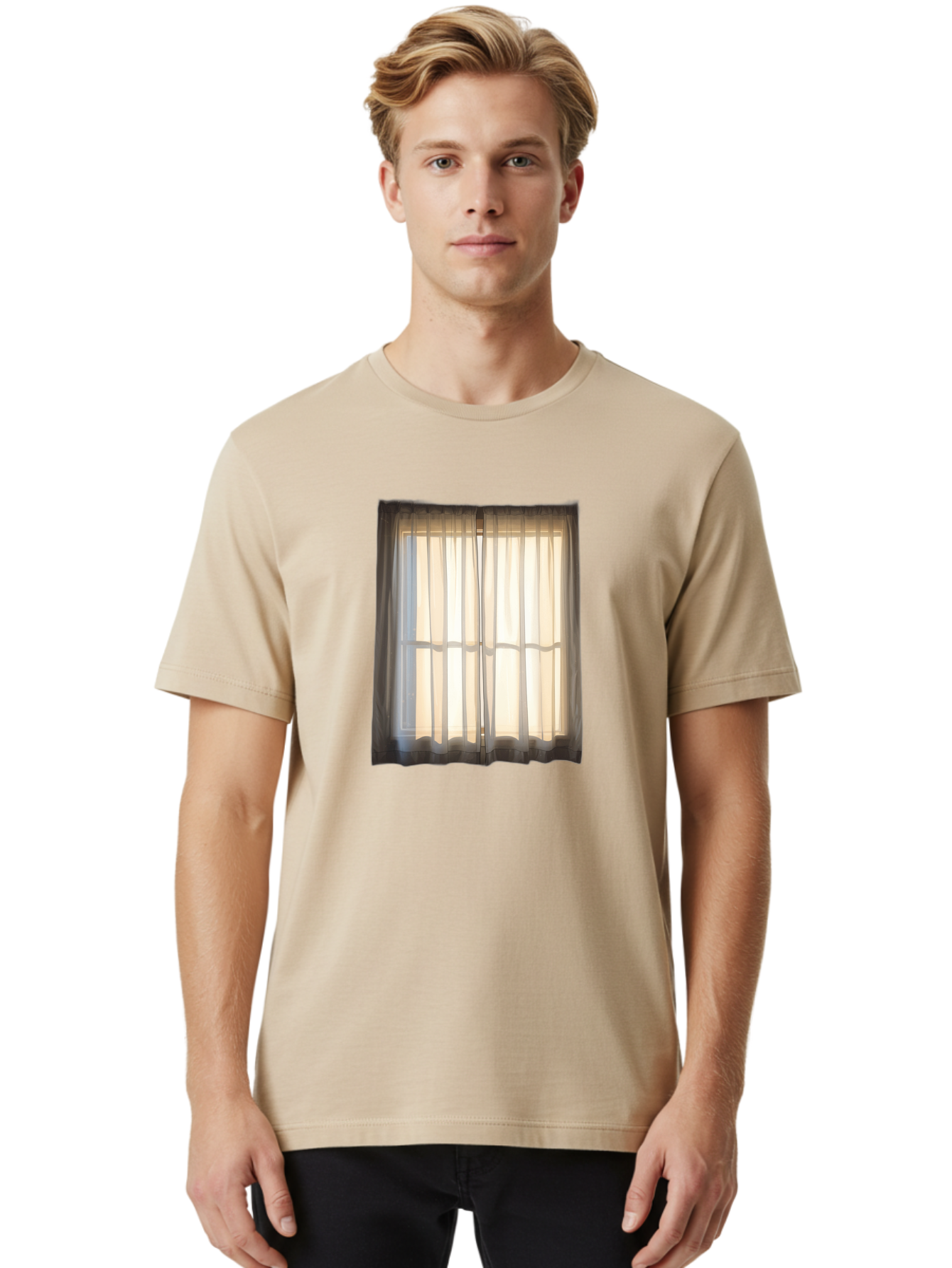 Window-With-Curtains-1 Men'S Graphic Tee, 100% Cotton, Comfortable Casual Summer Wear, Machine Washable, Vintage Camera, Old Camera, Antique Camera, Black Camera, Classic Photography, Photography Equipment, Nostalgic Device, Film Camera, Baf666