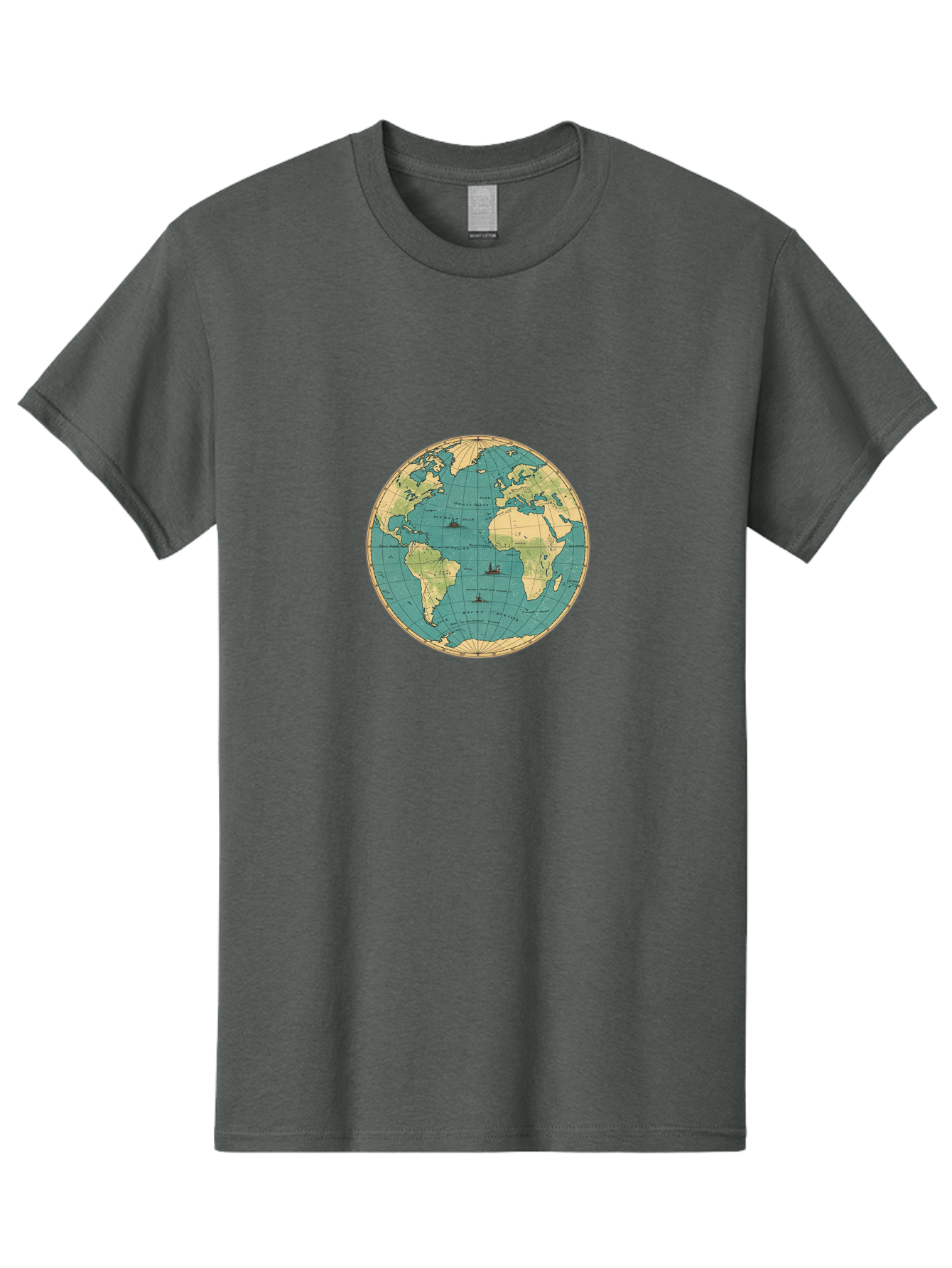 World-Map-Globe Men'S Graphic Tee, 100% Cotton, Comfortable Casual Summer Wear, Machine Washable, Vintage Camera, Old Camera, Antique Camera, Black Camera, Classic Photography, Photography Equipment, Nostalgic Device, Film Camera, Camera Art Baf675