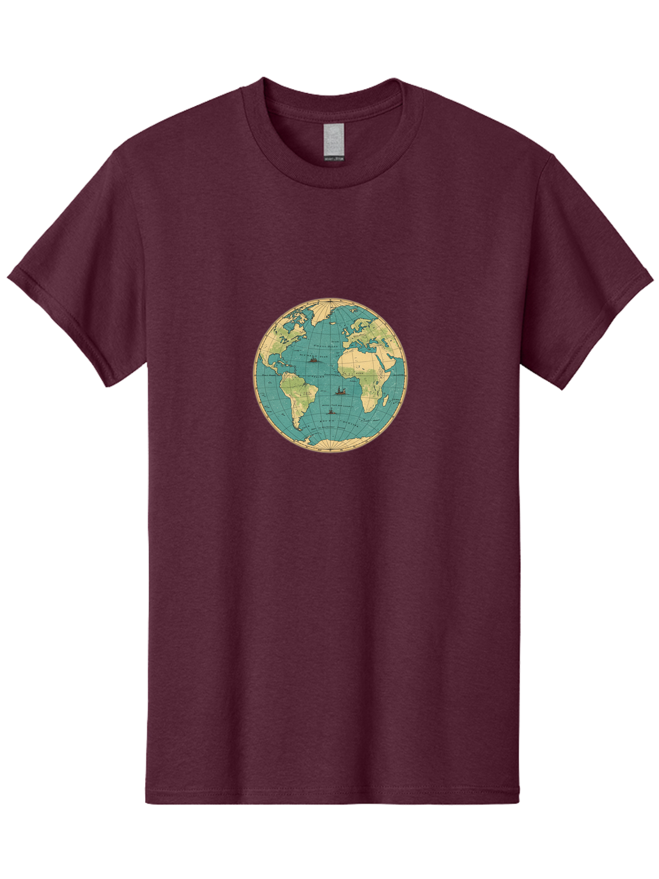 World-Map-Globe Men'S Graphic Tee, 100% Cotton, Comfortable Casual Summer Wear, Machine Washable, Vintage Camera, Old Camera, Antique Camera, Black Camera, Classic Photography, Photography Equipment, Nostalgic Device, Film Camera, Camera Art Baf675