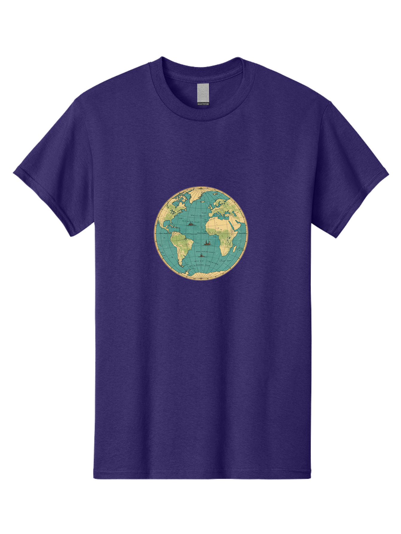 World-Map-Globe Men'S Graphic Tee, 100% Cotton, Comfortable Casual Summer Wear, Machine Washable, Vintage Camera, Old Camera, Antique Camera, Black Camera, Classic Photography, Photography Equipment, Nostalgic Device, Film Camera, Camera Art Baf675
