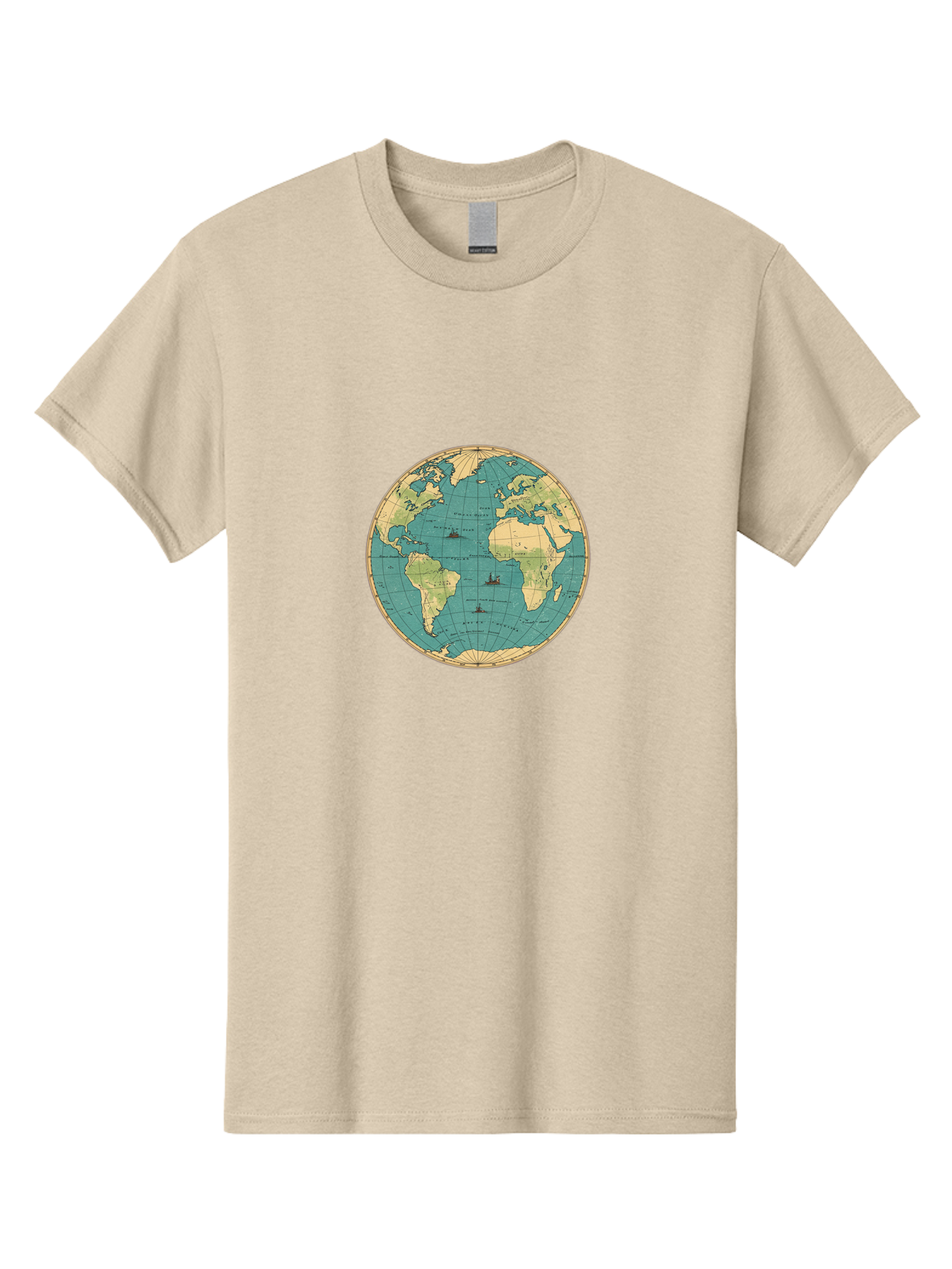World-Map-Globe Men'S Graphic Tee, 100% Cotton, Comfortable Casual Summer Wear, Machine Washable, Vintage Camera, Old Camera, Antique Camera, Black Camera, Classic Photography, Photography Equipment, Nostalgic Device, Film Camera, Camera Art Baf675