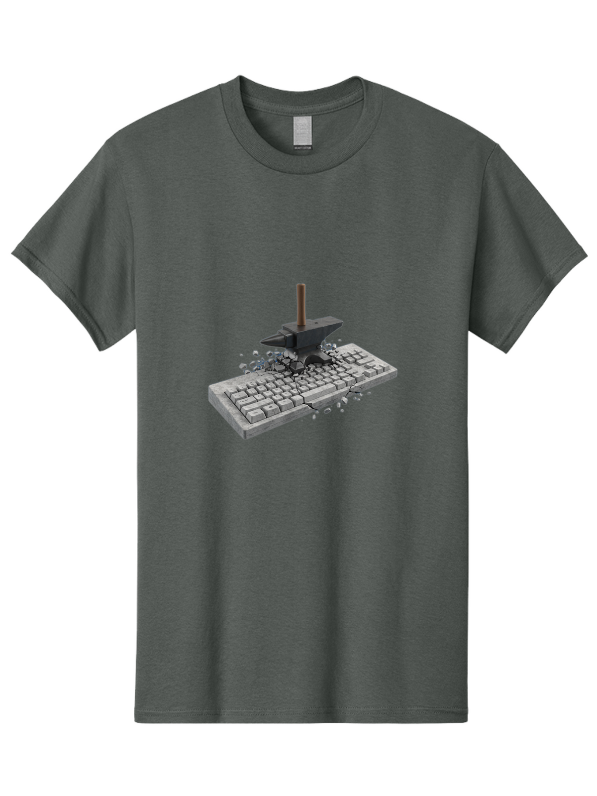 Anvil-Breaking-Keyboard Men'S Graphic Tee, 100% Cotton, Comfortable Ca