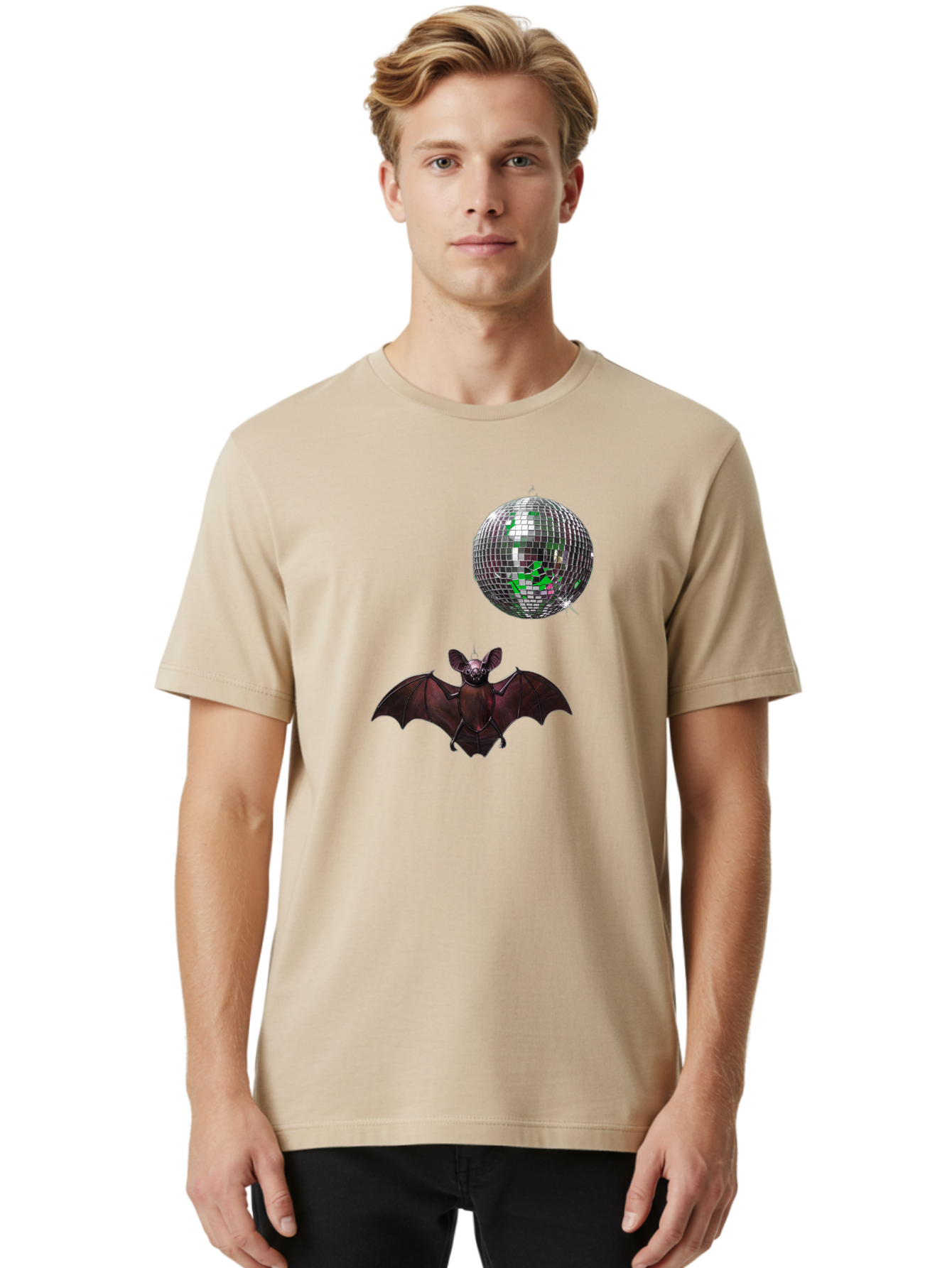 Bat-Disco-Ball Men'S Graphic Tee, 100% Cotton, Comfortable Casual Summer Wear, Machine Washable, Vintage Camera, Old Camera, Antique Camera, Black Camera, Classic Photography, Photography Equipment, Nostalgic Device, Film Camera, Camera Art Baf690
