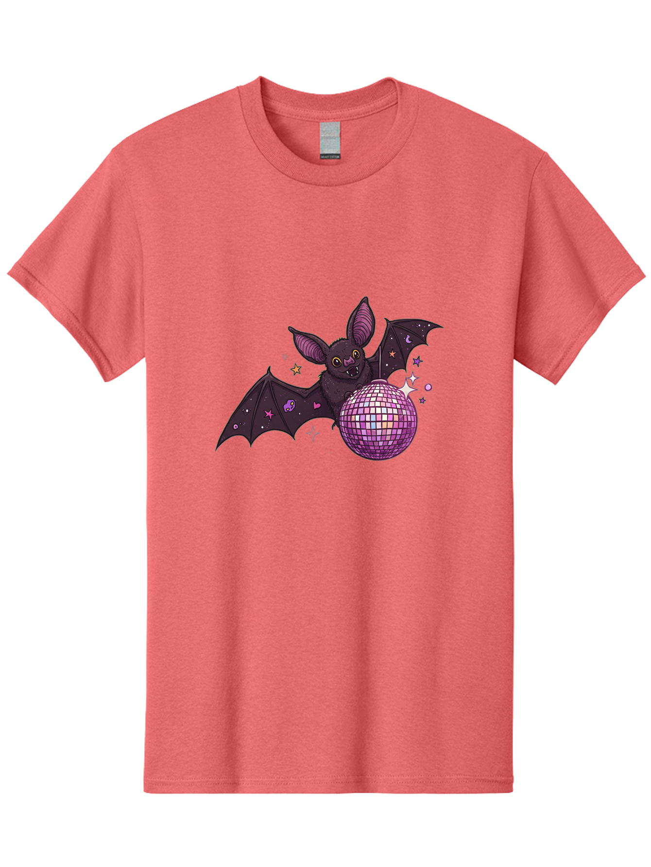 Bat-Holding-Disco-Ball-2 Men'S Graphic Tee, 100% Cotton, Comfortable Casual Summer Wear, Machine Washable, Vintage Camera, Old Camera, Antique Camera, Black Camera, Classic Photography, Photography Equipment, Nostalgic Device, Film Camera, Baf692