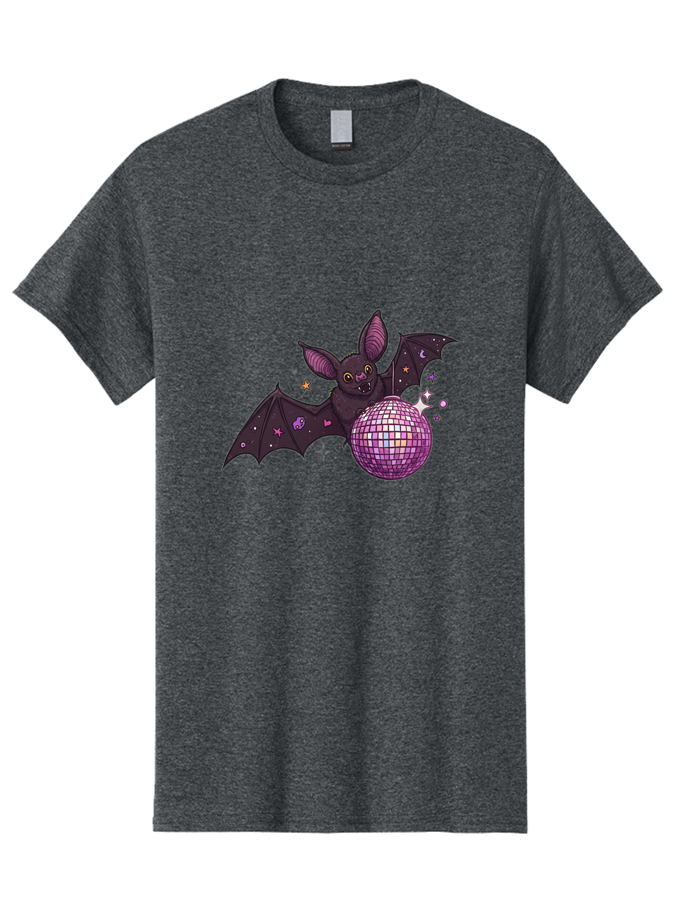 Bat-Holding-Disco-Ball-2 Men'S Graphic Tee, 100% Cotton, Comfortable Casual Summer Wear, Machine Washable, Vintage Camera, Old Camera, Antique Camera, Black Camera, Classic Photography, Photography Equipment, Nostalgic Device, Film Camera, Baf692