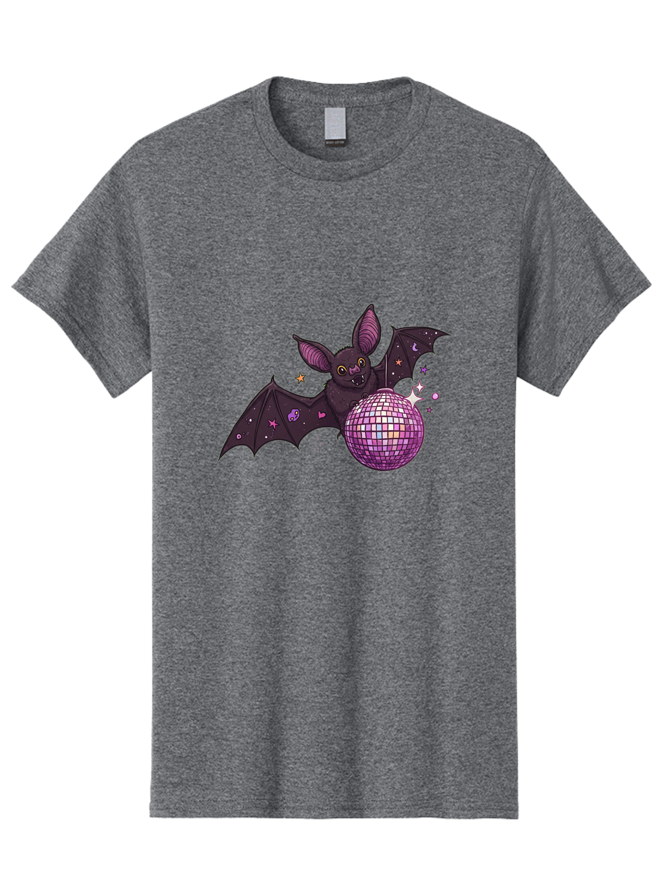 Bat-Holding-Disco-Ball-2 Men'S Graphic Tee, 100% Cotton, Comfortable Casual Summer Wear, Machine Washable, Vintage Camera, Old Camera, Antique Camera, Black Camera, Classic Photography, Photography Equipment, Nostalgic Device, Film Camera, Baf692
