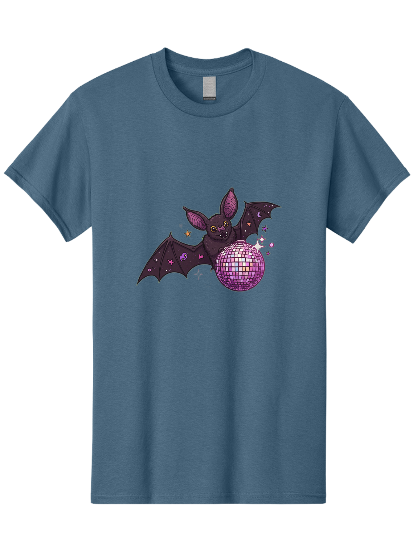 Bat-Holding-Disco-Ball-2 Men'S Graphic Tee, 100% Cotton, Comfortable Casual Summer Wear, Machine Washable, Vintage Camera, Old Camera, Antique Camera, Black Camera, Classic Photography, Photography Equipment, Nostalgic Device, Film Camera, Baf692