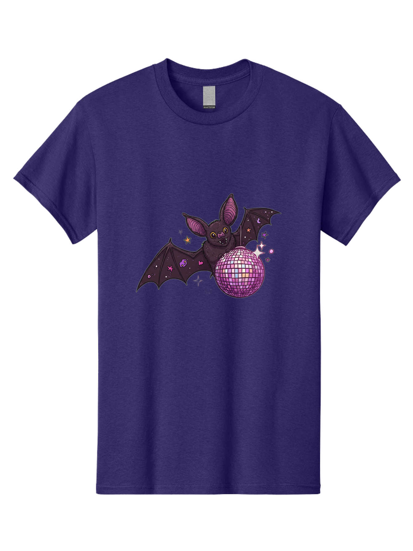 Bat-Holding-Disco-Ball-2 Men'S Graphic Tee, 100% Cotton, Comfortable Casual Summer Wear, Machine Washable, Vintage Camera, Old Camera, Antique Camera, Black Camera, Classic Photography, Photography Equipment, Nostalgic Device, Film Camera, Baf692