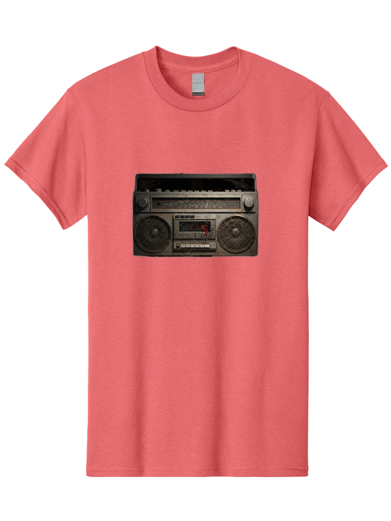 Boombox-With-Spider Men'S Graphic Tee, 100% Cotton, Comfortable Casual Summer Wear, Machine Washable, Vintage Camera, Old Camera, Antique Camera, Black Camera, Classic Photography, Photography Equipment, Nostalgic Device, Film Camera, Baf703