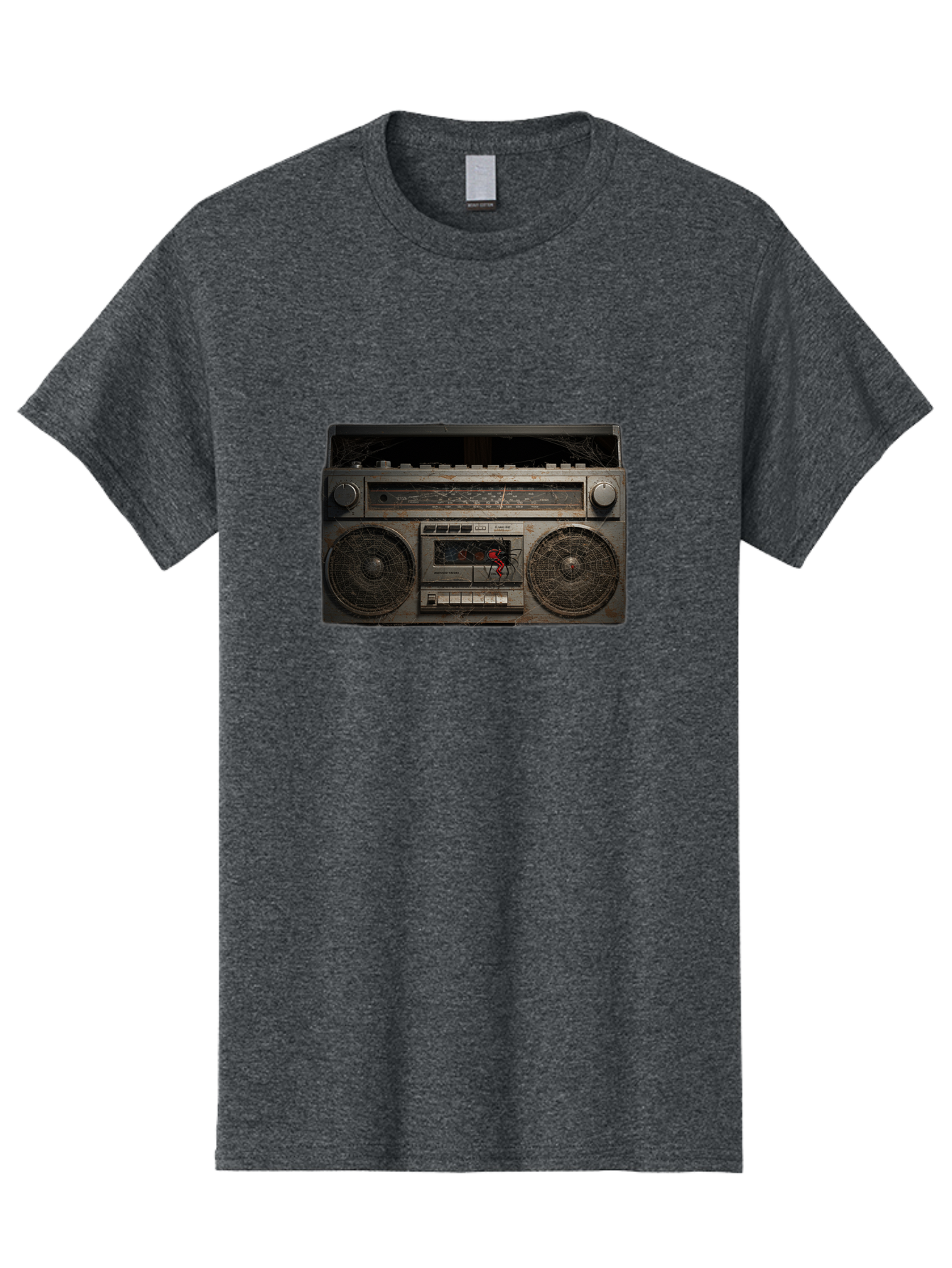 Boombox-With-Spider Men'S Graphic Tee, 100% Cotton, Comfortable Casual Summer Wear, Machine Washable, Vintage Camera, Old Camera, Antique Camera, Black Camera, Classic Photography, Photography Equipment, Nostalgic Device, Film Camera, Baf703