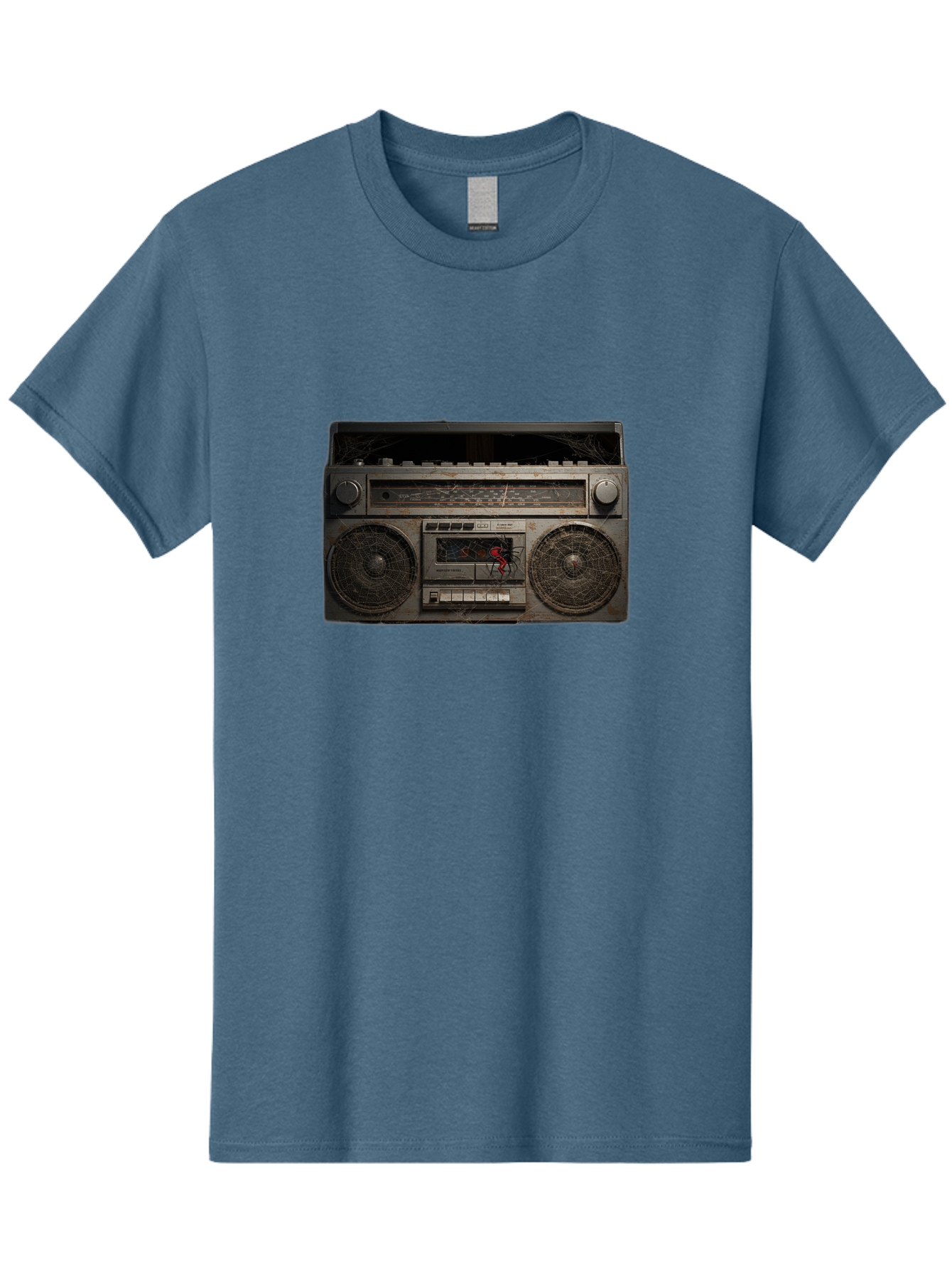 Boombox-With-Spider Men'S Graphic Tee, 100% Cotton, Comfortable Casual Summer Wear, Machine Washable, Vintage Camera, Old Camera, Antique Camera, Black Camera, Classic Photography, Photography Equipment, Nostalgic Device, Film Camera, Baf703
