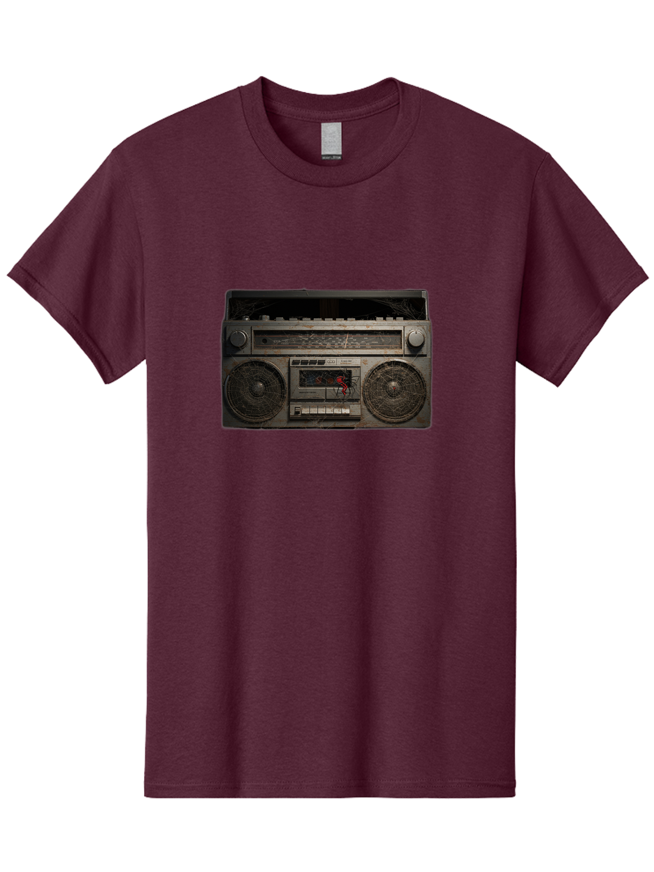 Boombox-With-Spider Men'S Graphic Tee, 100% Cotton, Comfortable Casual Summer Wear, Machine Washable, Vintage Camera, Old Camera, Antique Camera, Black Camera, Classic Photography, Photography Equipment, Nostalgic Device, Film Camera, Baf703