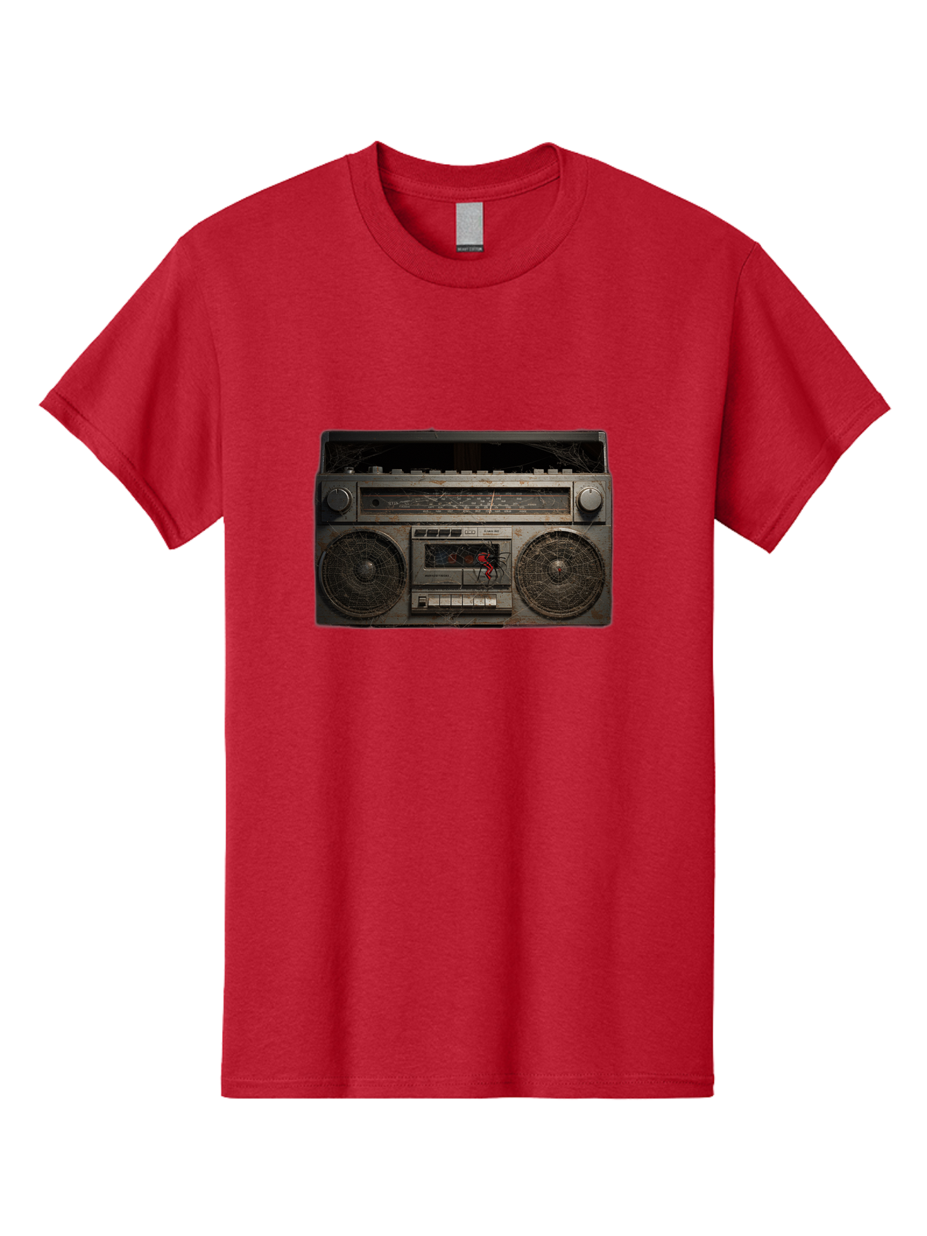 Boombox-With-Spider Men'S Graphic Tee, 100% Cotton, Comfortable Casual Summer Wear, Machine Washable, Vintage Camera, Old Camera, Antique Camera, Black Camera, Classic Photography, Photography Equipment, Nostalgic Device, Film Camera, Baf703