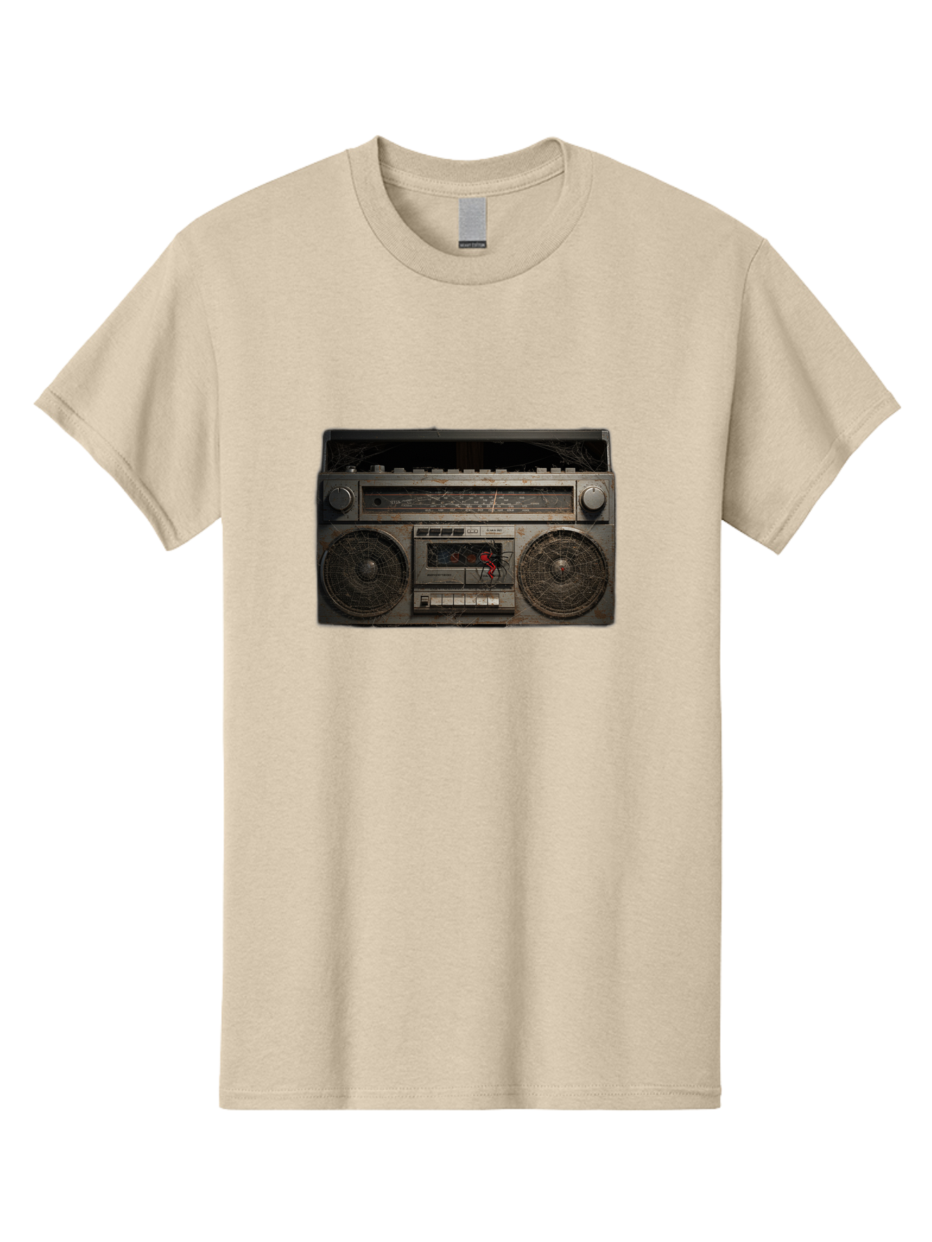 Boombox-With-Spider Men'S Graphic Tee, 100% Cotton, Comfortable Casual Summer Wear, Machine Washable, Vintage Camera, Old Camera, Antique Camera, Black Camera, Classic Photography, Photography Equipment, Nostalgic Device, Film Camera, Baf703