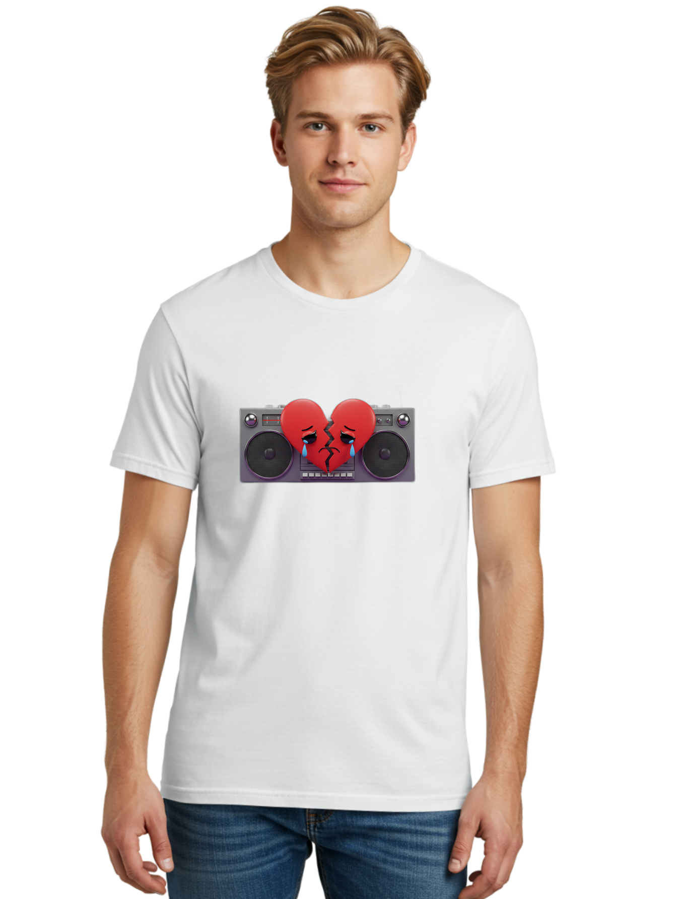 Broken-Heart-Boombox Men'S Graphic Tee, 100% Cotton, Comfortable Casual Summer Wear, Machine Washable, Vintage Camera, Old Camera, Antique Camera, Black Camera, Classic Photography, Photography Equipment, Nostalgic Device, Film Camera, Baf706