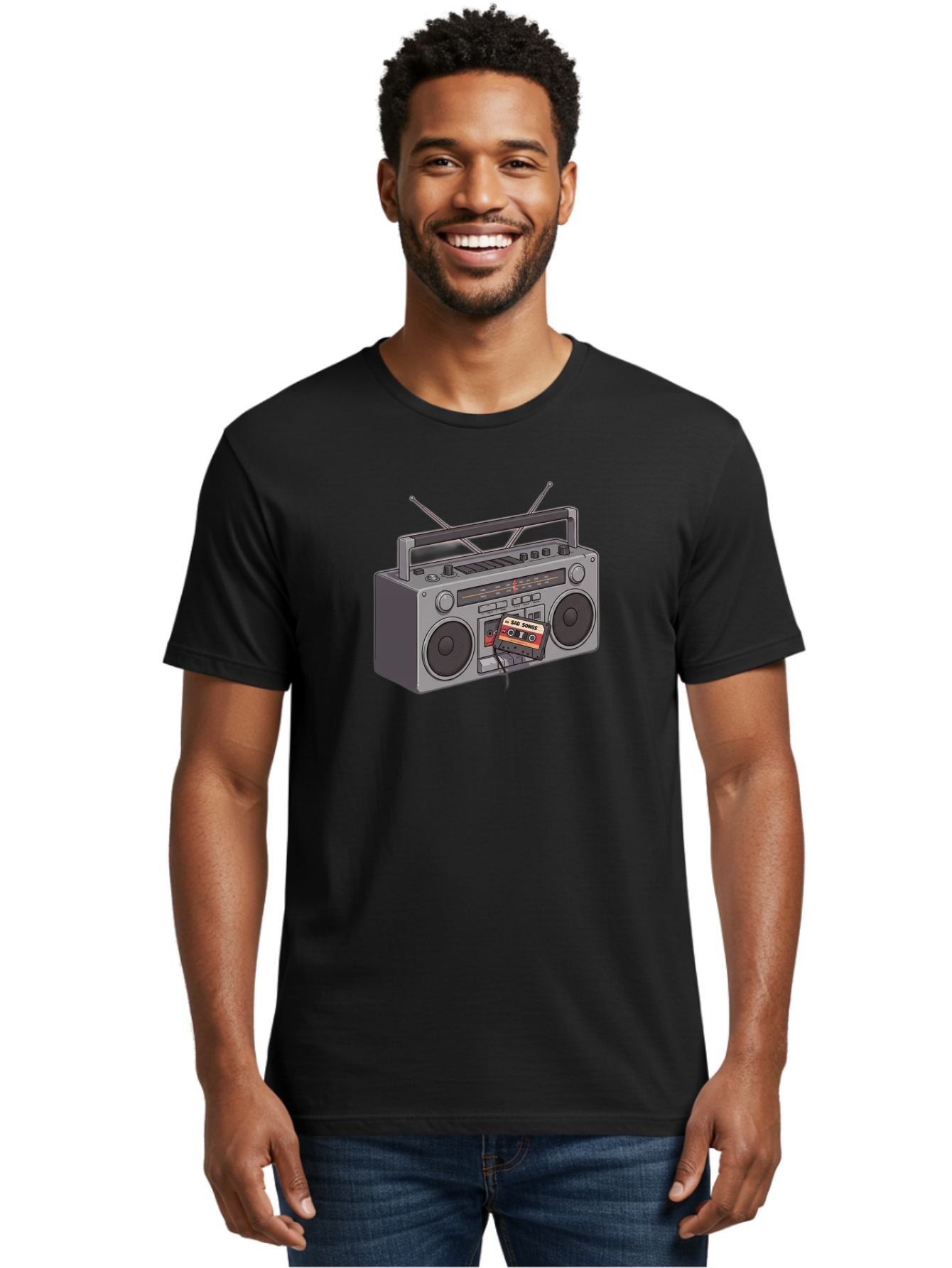 Cassette-Boombox Men'S Graphic Tee, 100% Cotton, Comfortable Casual Summer Wear, Machine Washable, Vintage Camera, Old Camera, Antique Camera, Black Camera, Classic Photography, Photography Equipment, Nostalgic Device, Film Camera, Camera Art Baf712