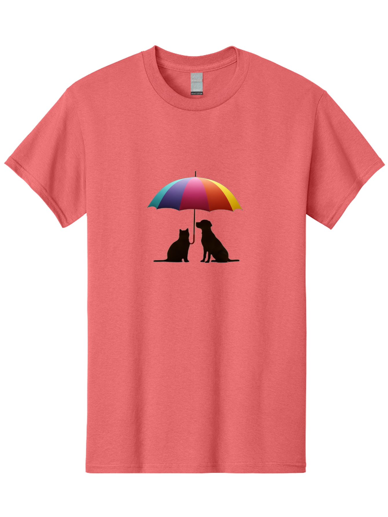 Cat-And-Dog-Under-Umbrella-1 Men'S Graphic Tee, 100% Cotton, Comfortable Casual Summer Wear, Machine Washable, Vintage Camera, Old Camera, Antique Camera, Black Camera, Classic Photography, Photography Equipment, Nostalgic Device, Film Camera, Baf715