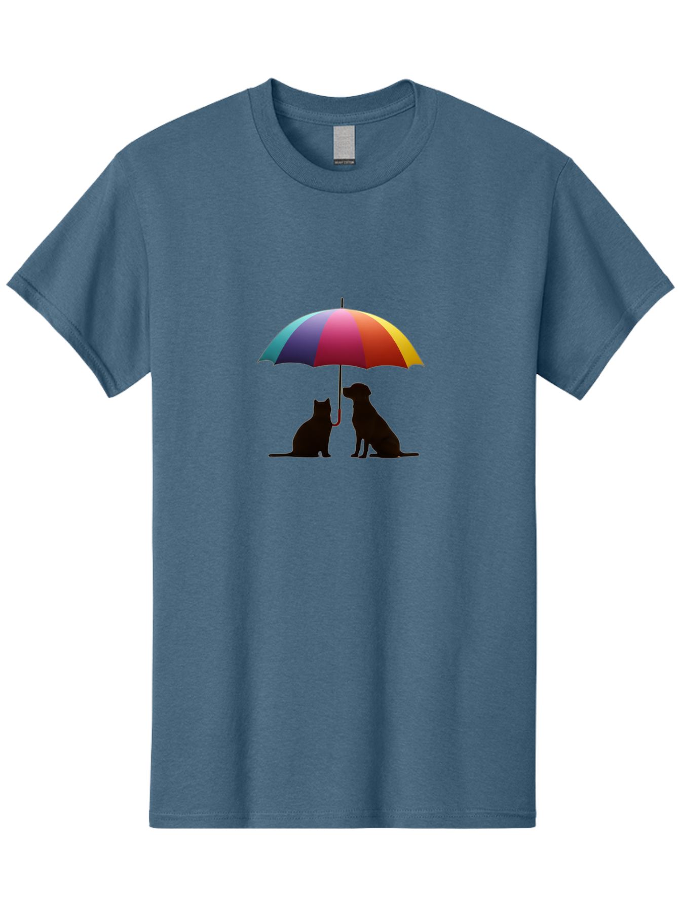 Cat-And-Dog-Under-Umbrella-1 Men'S Graphic Tee, 100% Cotton, Comfortable Casual Summer Wear, Machine Washable, Vintage Camera, Old Camera, Antique Camera, Black Camera, Classic Photography, Photography Equipment, Nostalgic Device, Film Camera, Baf715