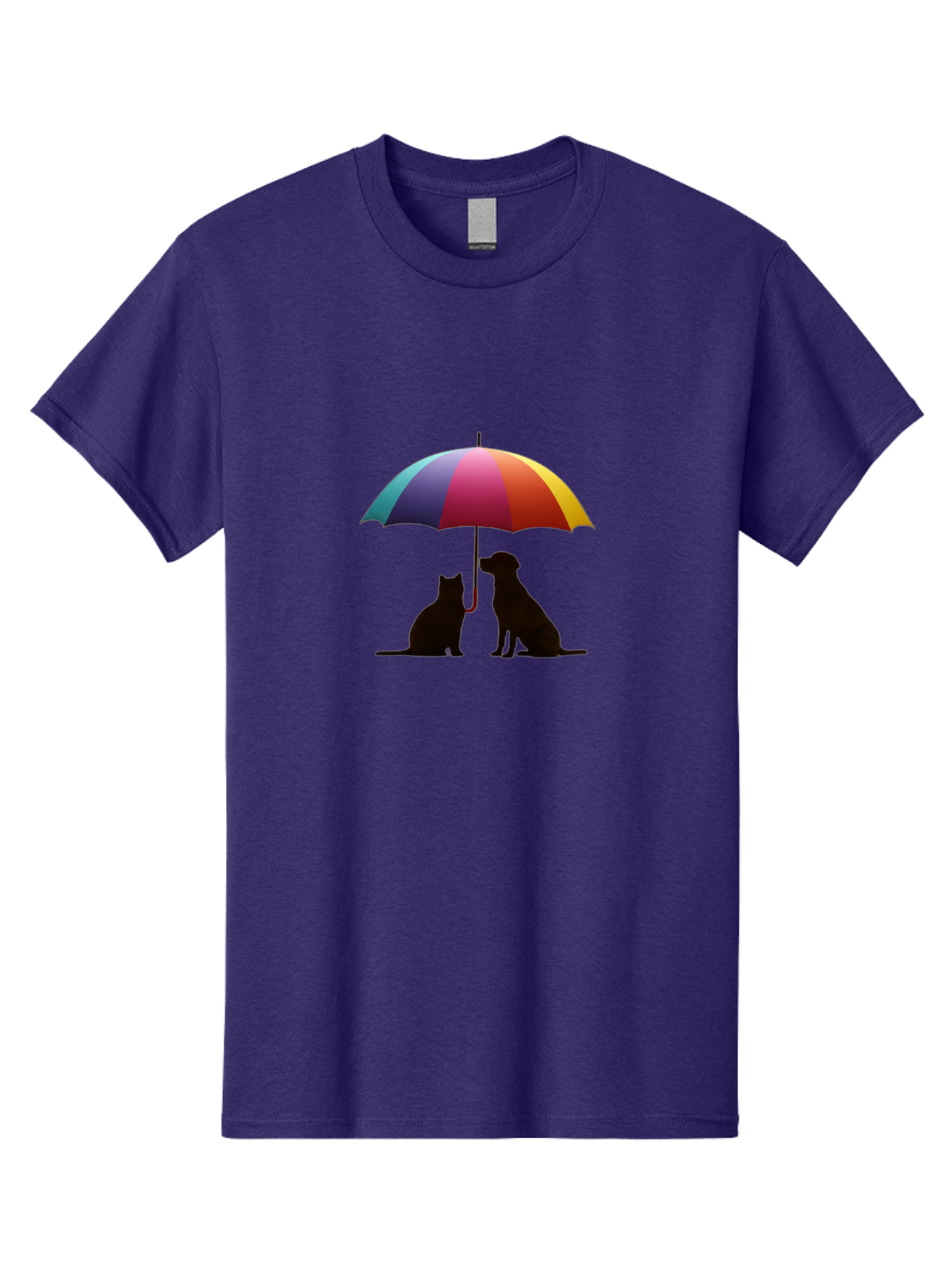 Cat-And-Dog-Under-Umbrella-1 Men'S Graphic Tee, 100% Cotton, Comfortable Casual Summer Wear, Machine Washable, Vintage Camera, Old Camera, Antique Camera, Black Camera, Classic Photography, Photography Equipment, Nostalgic Device, Film Camera, Baf715