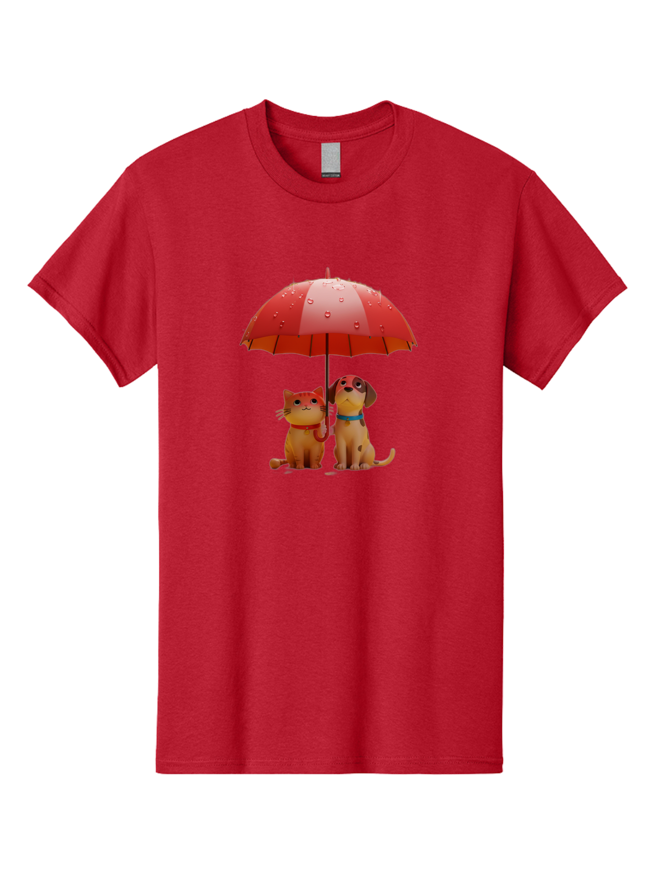 Cat-And-Dog-Under-Umbrella-4 Men'S Graphic Tee, 100% Cotton, Comfortable Casual Summer Wear, Machine Washable, Vintage Camera, Old Camera, Antique Camera, Black Camera, Classic Photography, Photography Equipment, Nostalgic Device, Film Camera, Baf718