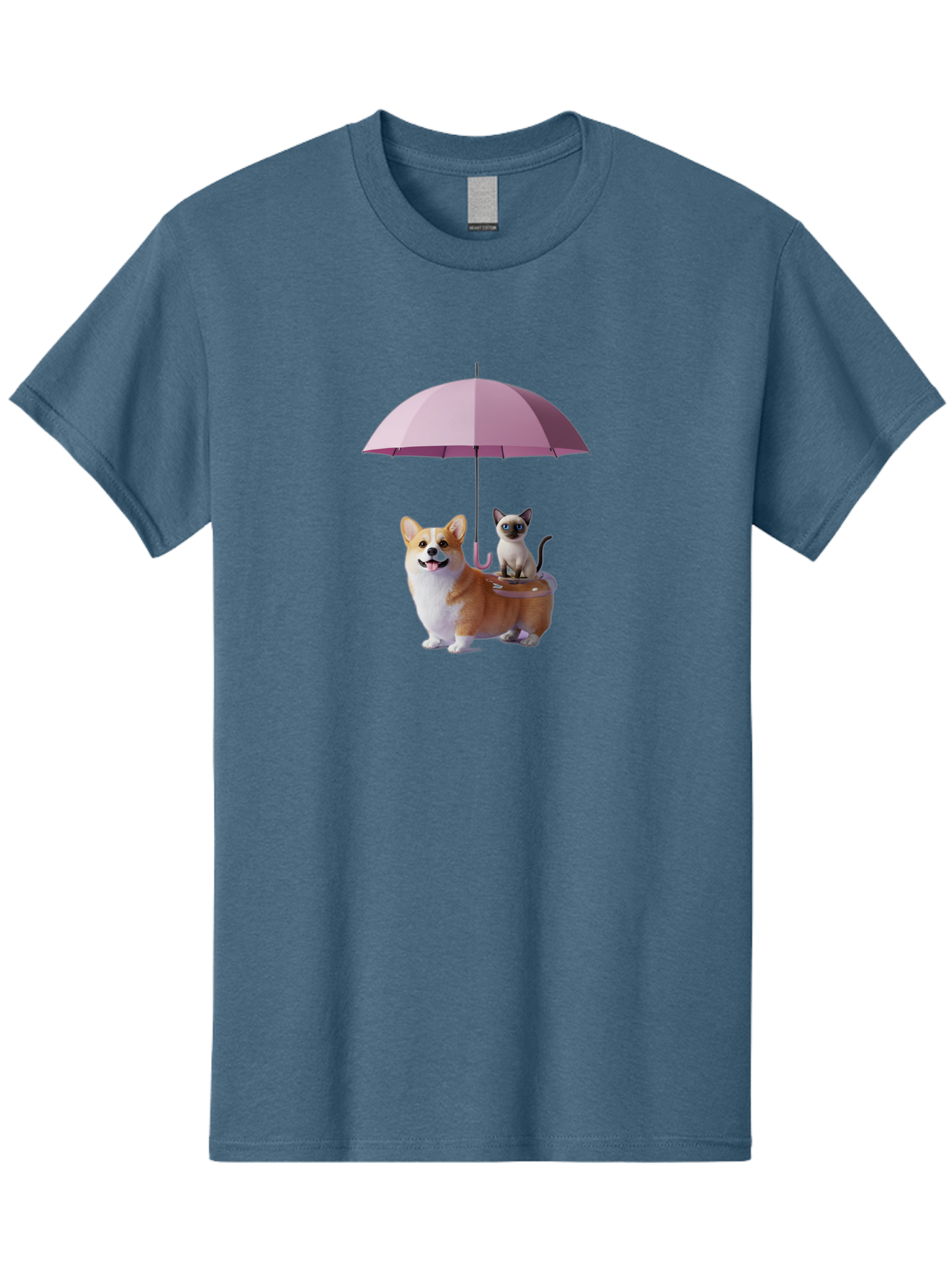 Corgi-And-Cat-Under-Umbrella Men'S Graphic Tee, 100% Cotton, Comfortable Casual Summer Wear, Machine Washable, Vintage Camera, Old Camera, Antique Camera, Black Camera, Classic Photography, Photography Equipment, Nostalgic Device, Film Camera, Baf729