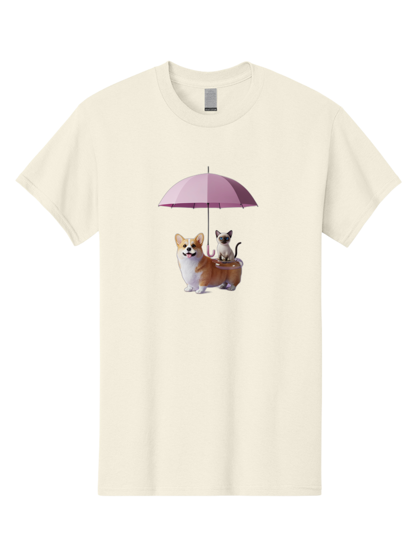 Corgi-And-Cat-Under-Umbrella Men'S Graphic Tee, 100% Cotton, Comfortable Casual Summer Wear, Machine Washable, Vintage Camera, Old Camera, Antique Camera, Black Camera, Classic Photography, Photography Equipment, Nostalgic Device, Film Camera, Baf729
