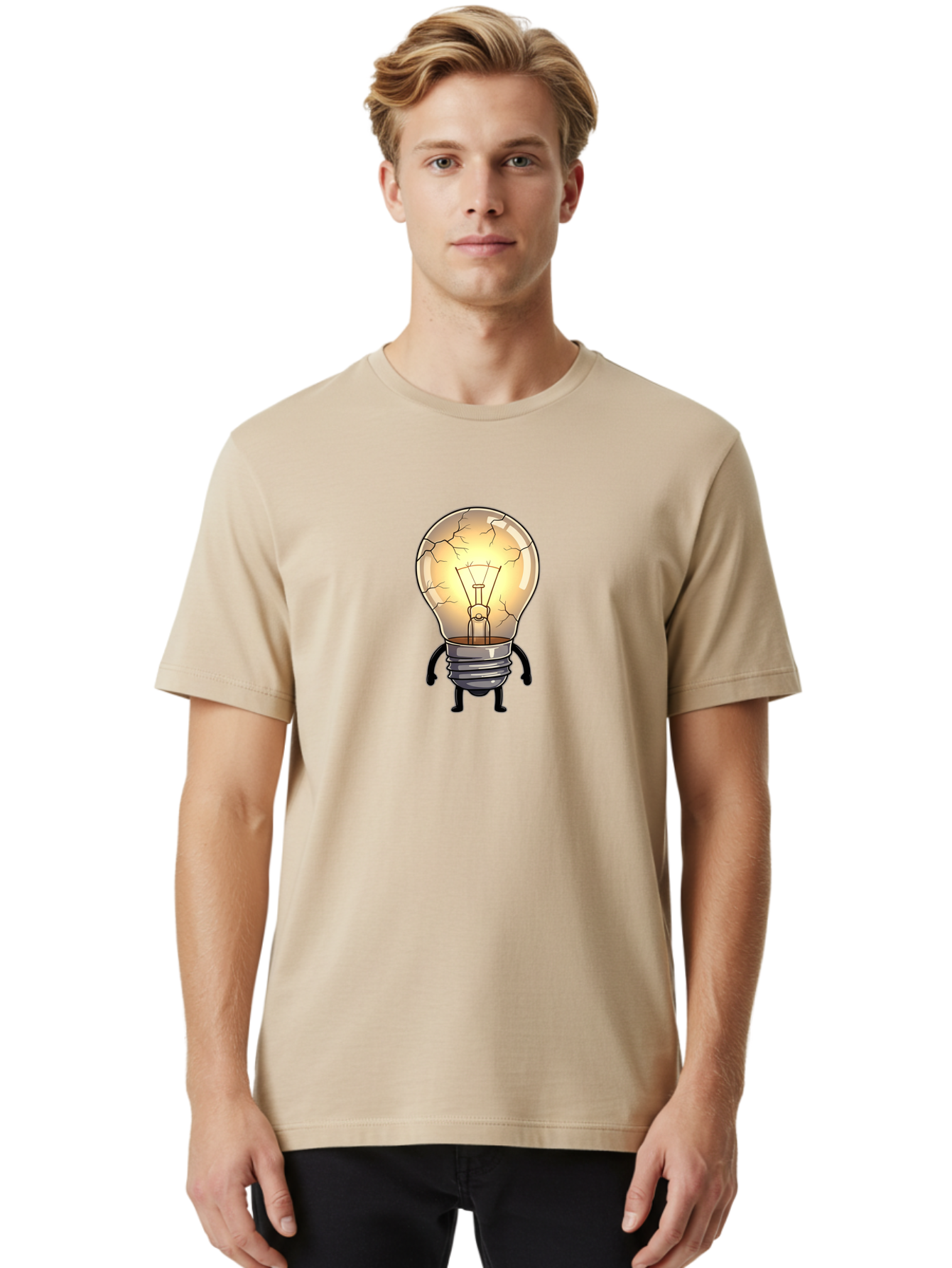 Cracked-Light-Bulb-10 Men'S Graphic Tee, 100% Cotton, Comfortable Casual Summer Wear, Machine Washable, Vintage Camera, Old Camera, Antique Camera, Black Camera, Classic Photography, Photography Equipment, Nostalgic Device, Film Camera, Baf732