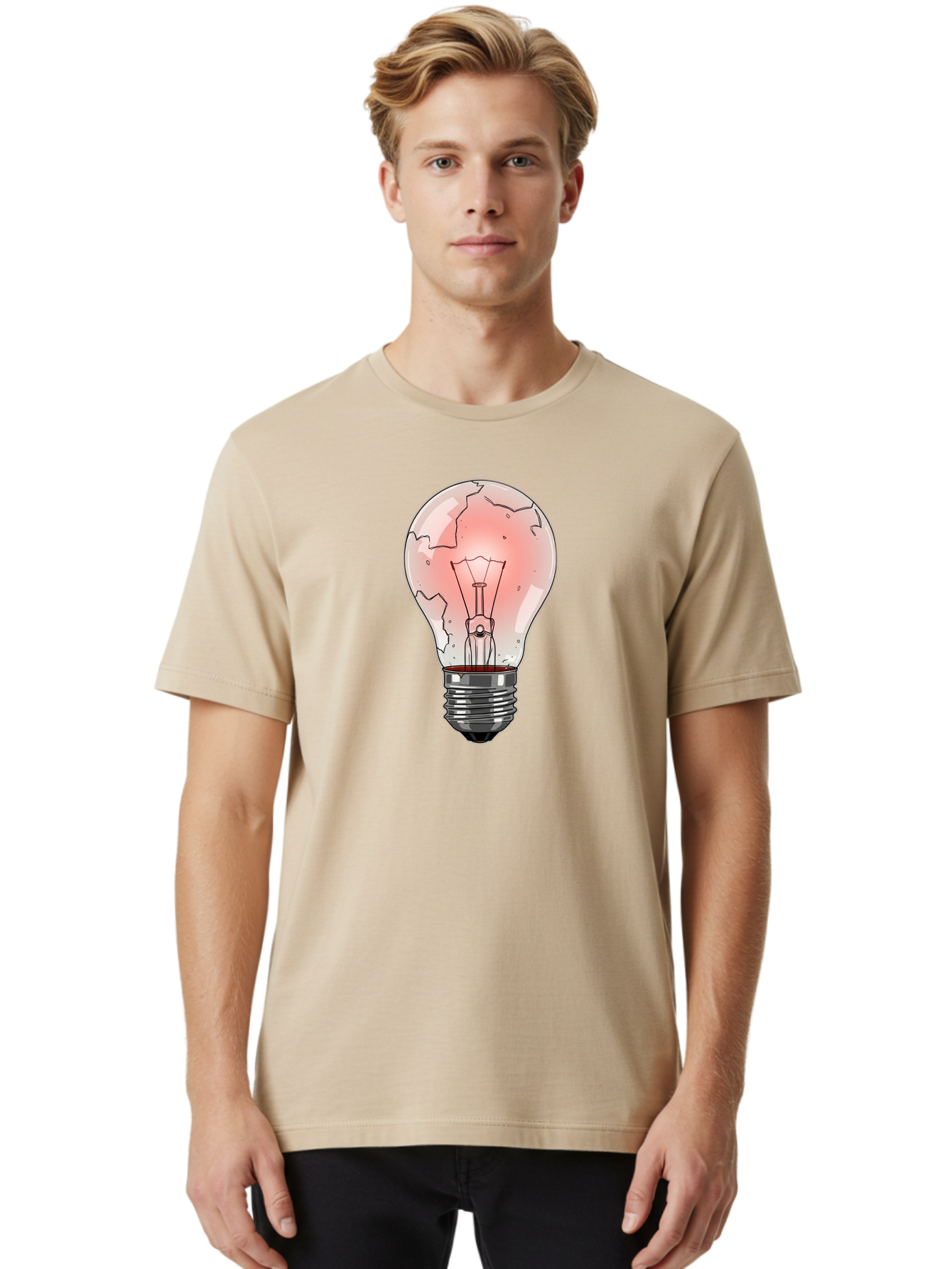 Cracked-Light-Bulb-18 Men'S Graphic Tee, 100% Cotton, Comfortable Casual Summer Wear, Machine Washable, Vintage Camera, Old Camera, Antique Camera, Black Camera, Classic Photography, Photography Equipment, Nostalgic Device, Film Camera, Baf740