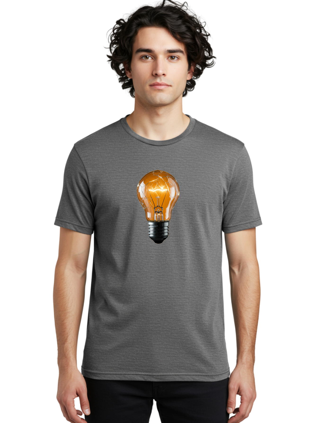 Cracked-Light-Bulb-2 Men'S Graphic Tee, 100% Cotton, Comfortable Casual Summer Wear, Machine Washable, Vintage Camera, Old Camera, Antique Camera, Black Camera, Classic Photography, Photography Equipment, Nostalgic Device, Film Camera, Baf742