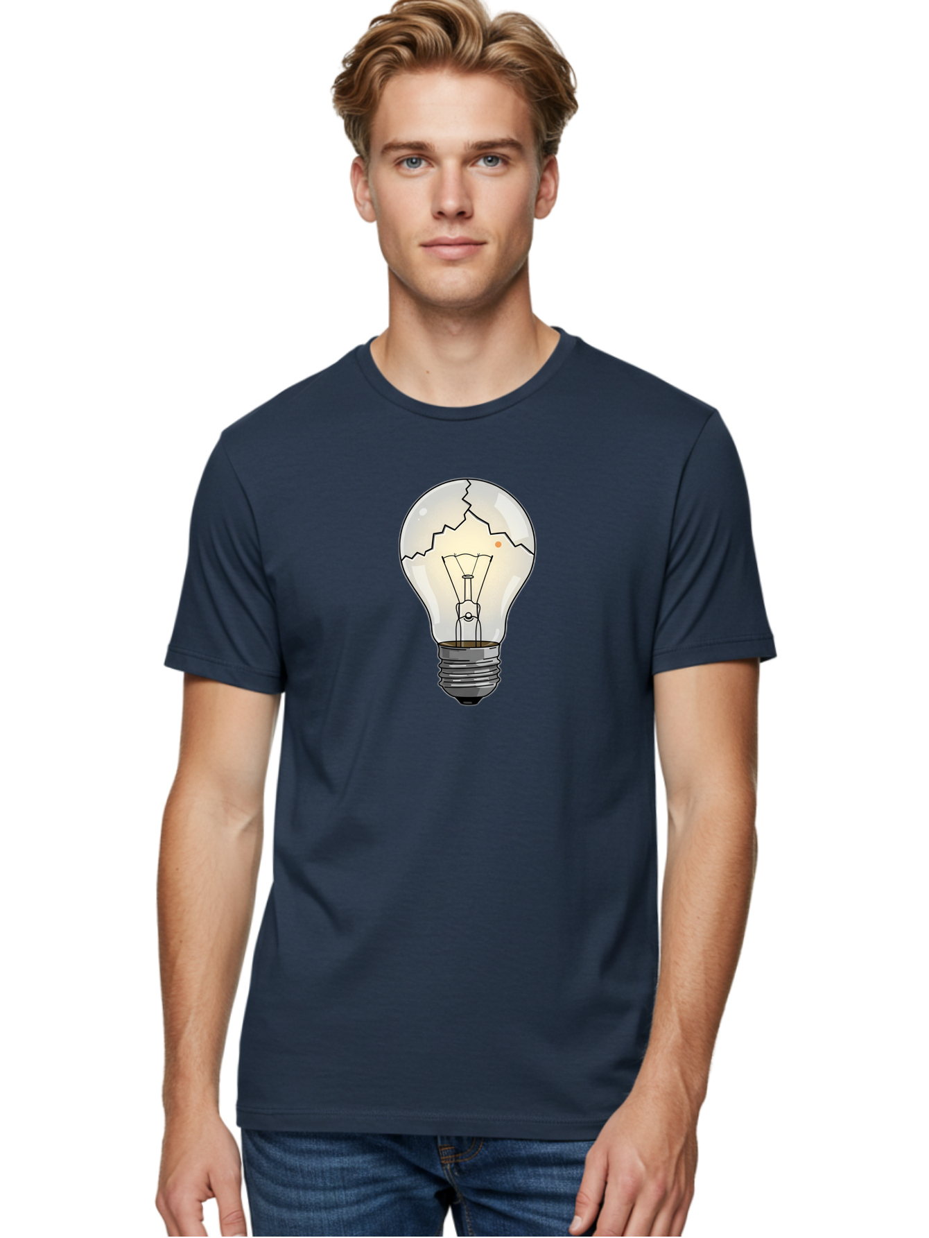 Cracked-Light-Bulb-4 Men'S Graphic Tee, 100% Cotton, Comfortable Casual Summer Wear, Machine Washable, Vintage Camera, Old Camera, Antique Camera, Black Camera, Classic Photography, Photography Equipment, Nostalgic Device, Film Camera, Baf744