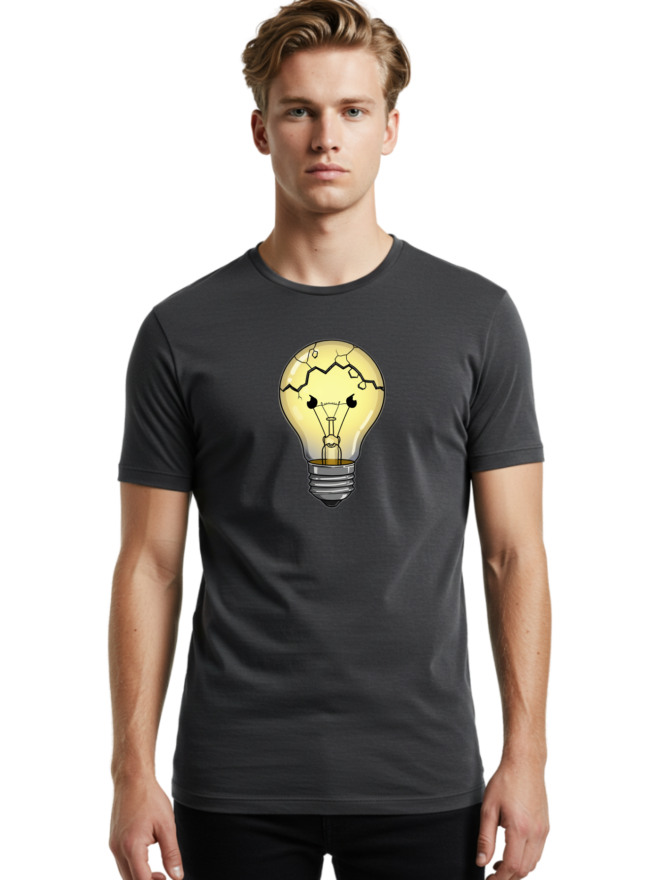 Cracked-Light-Bulb-6 Men'S Graphic Tee, 100% Cotton, Comfortable Casual Summer Wear, Machine Washable, Vintage Camera, Old Camera, Antique Camera, Black Camera, Classic Photography, Photography Equipment, Nostalgic Device, Film Camera, Baf746