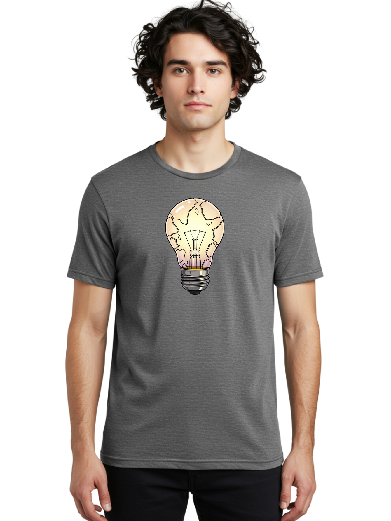 Cracked-Light-Bulb-7 Men'S Graphic Tee, 100% Cotton, Comfortable Casual Summer Wear, Machine Washable, Vintage Camera, Old Camera, Antique Camera, Black Camera, Classic Photography, Photography Equipment, Nostalgic Device, Film Camera, Baf747