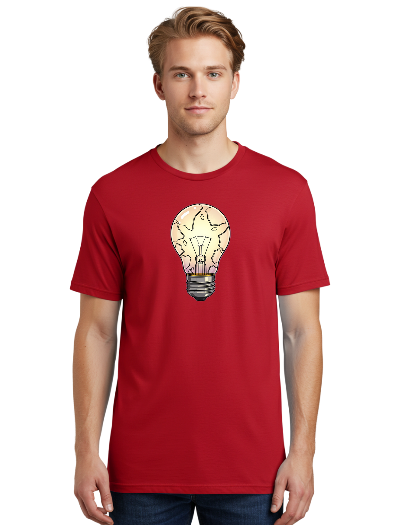 Cracked-Light-Bulb-7 Men'S Graphic Tee, 100% Cotton, Comfortable Casual Summer Wear, Machine Washable, Vintage Camera, Old Camera, Antique Camera, Black Camera, Classic Photography, Photography Equipment, Nostalgic Device, Film Camera, Baf747