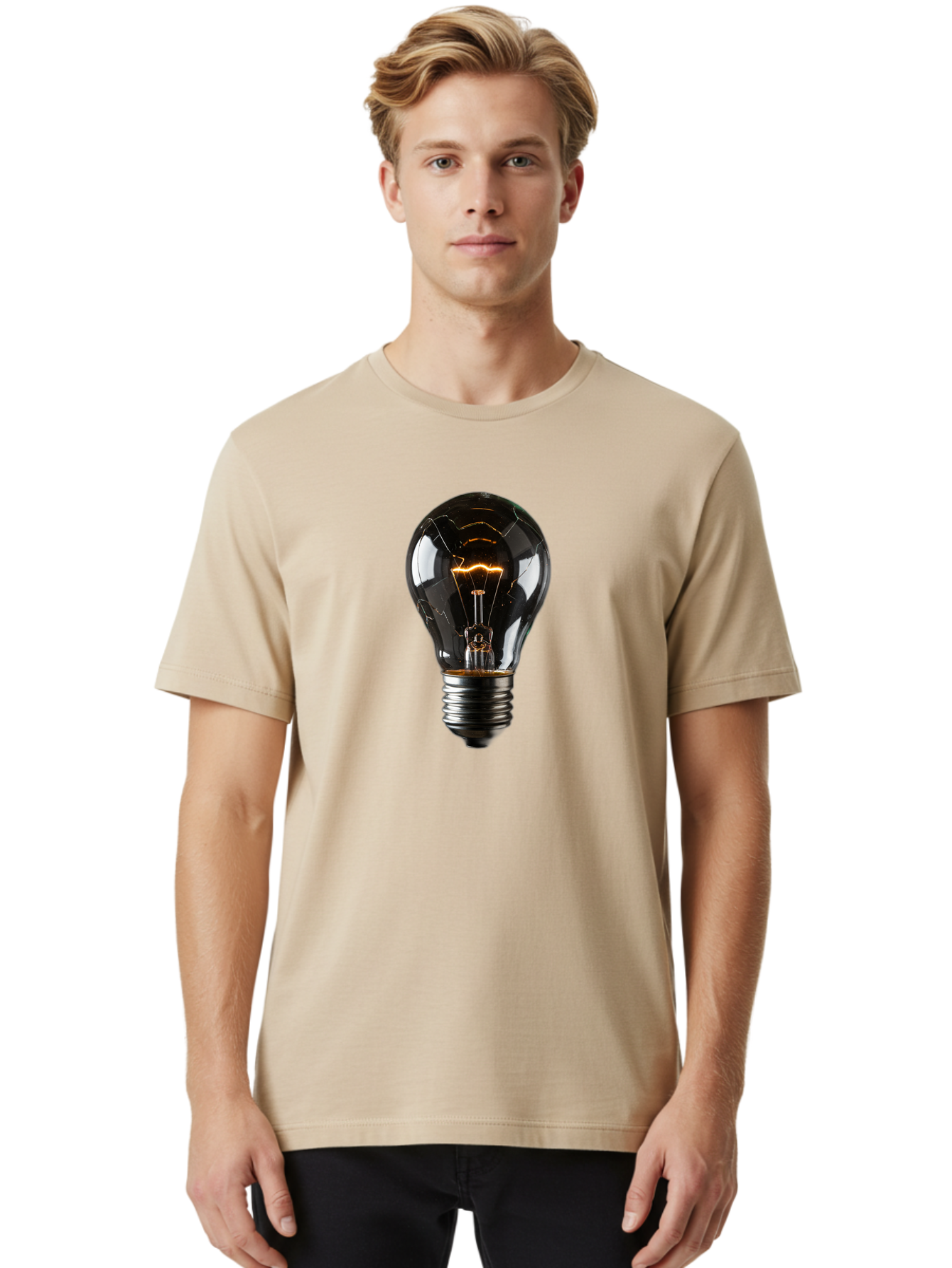 Cracked-Light-Bulb Men'S Graphic Tee, 100% Cotton, Comfortable Casual Summer Wear, Machine Washable, Vintage Camera, Old Camera, Antique Camera, Black Camera, Classic Photography, Photography Equipment, Nostalgic Device, Film Camera, Baf751