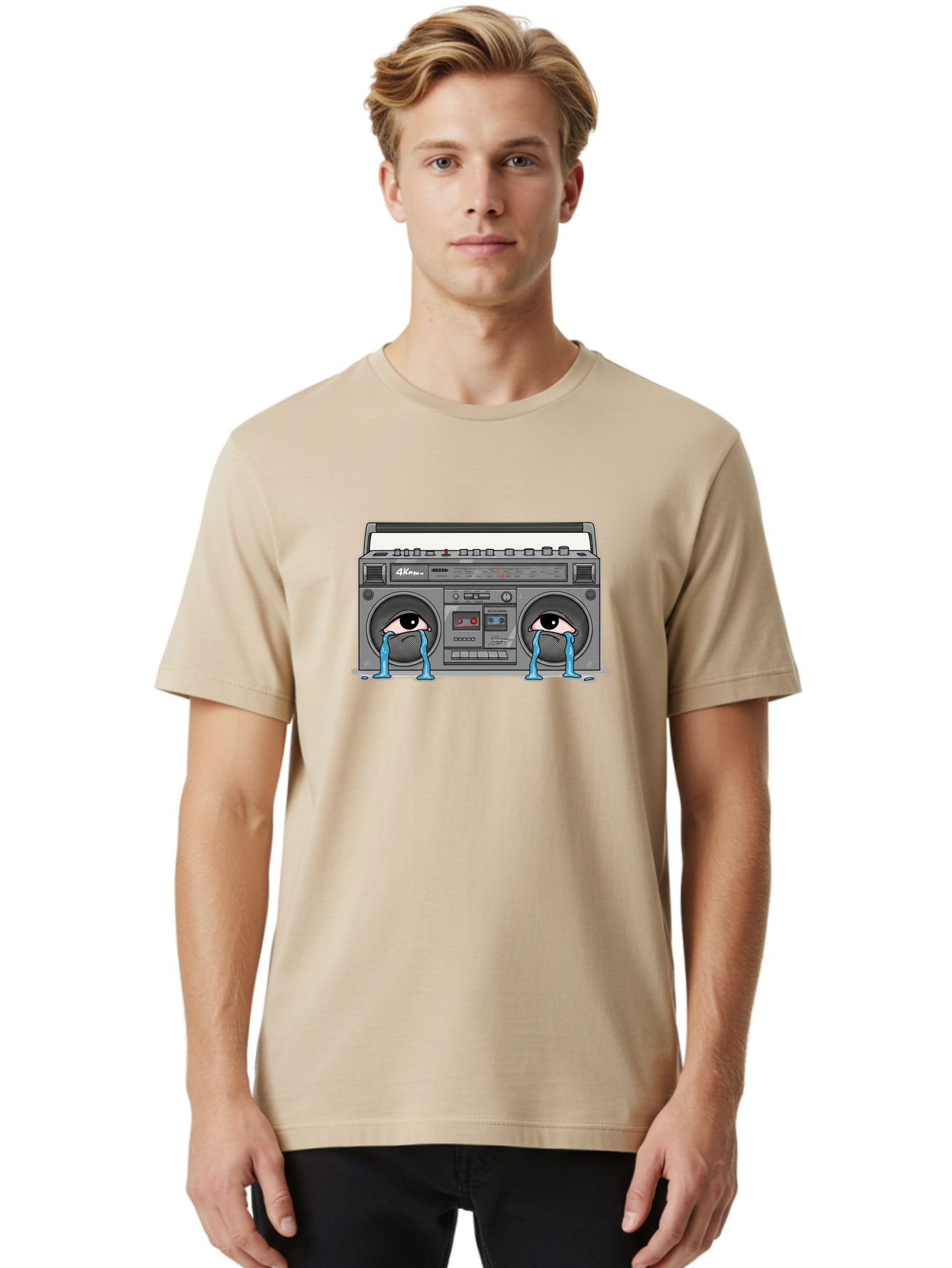 Crying-Boombox Men'S Graphic Tee, 100% Cotton, Comfortable Casual Summer Wear, Machine Washable, Vintage Camera, Old Camera, Antique Camera, Black Camera, Classic Photography, Photography Equipment, Nostalgic Device, Film Camera, Camera Art Baf753